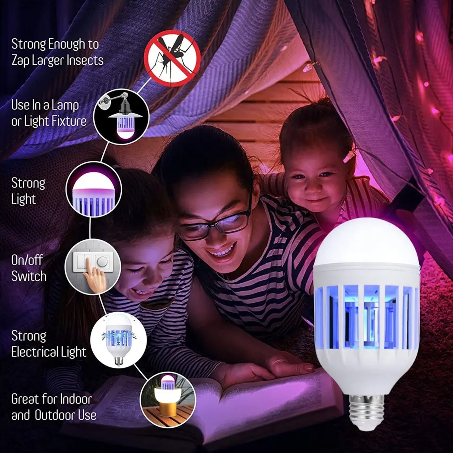5W Mosquito Killer Lamp E27 LED Zapper for Summer Insects & Moths
