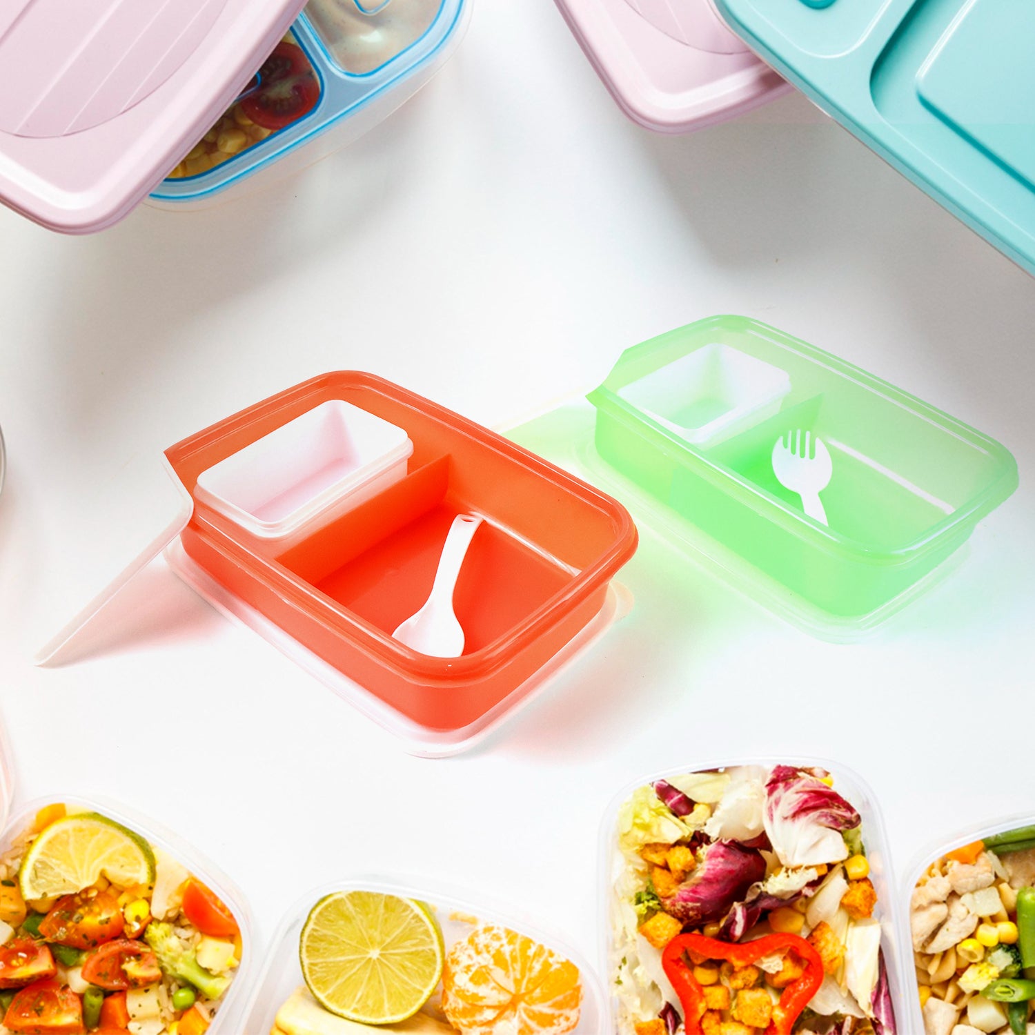 Kids Cartoon Printed Lunch Box Mix Design (1 Set)