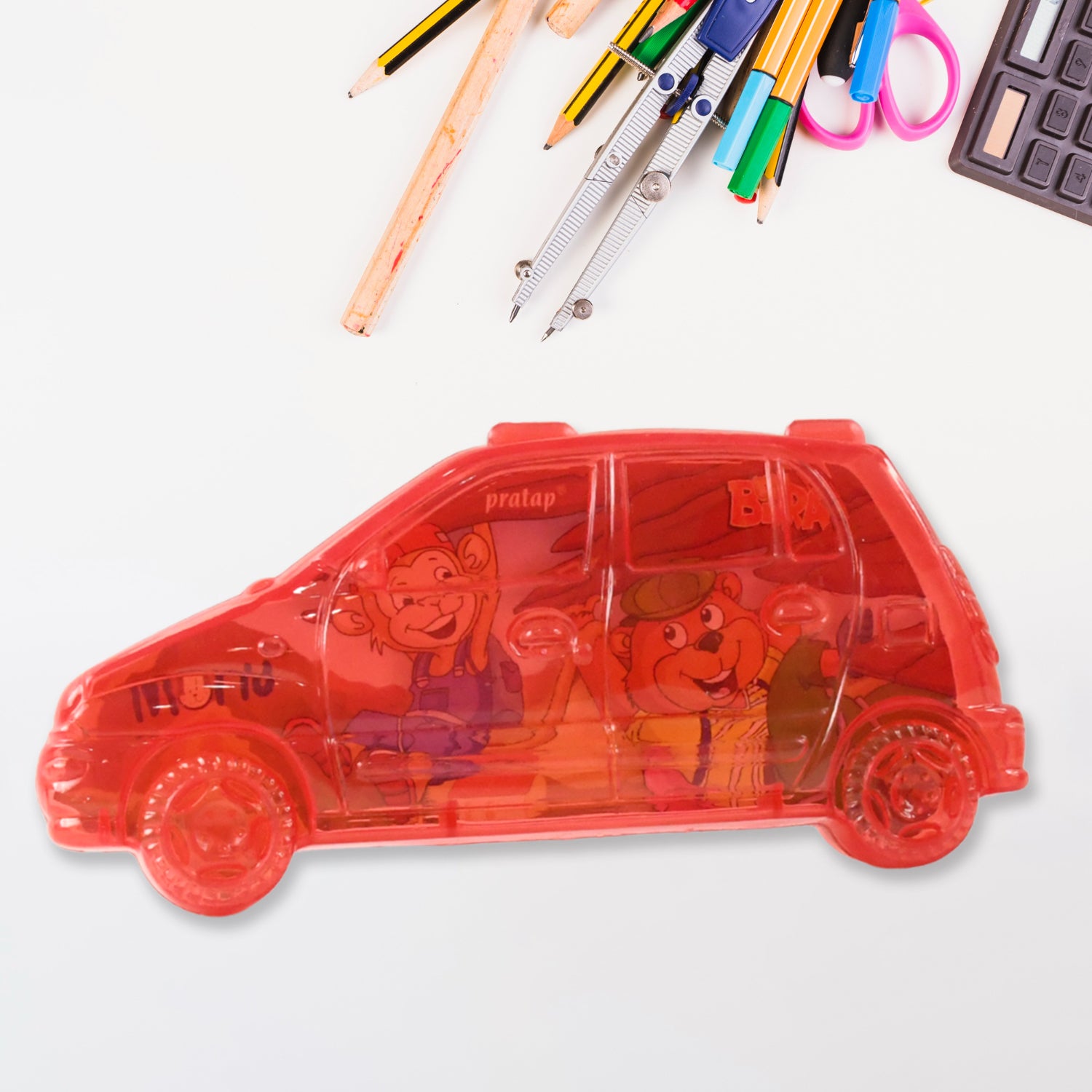 Car Shape Plastic Compass Box For Kids (1 Pc)