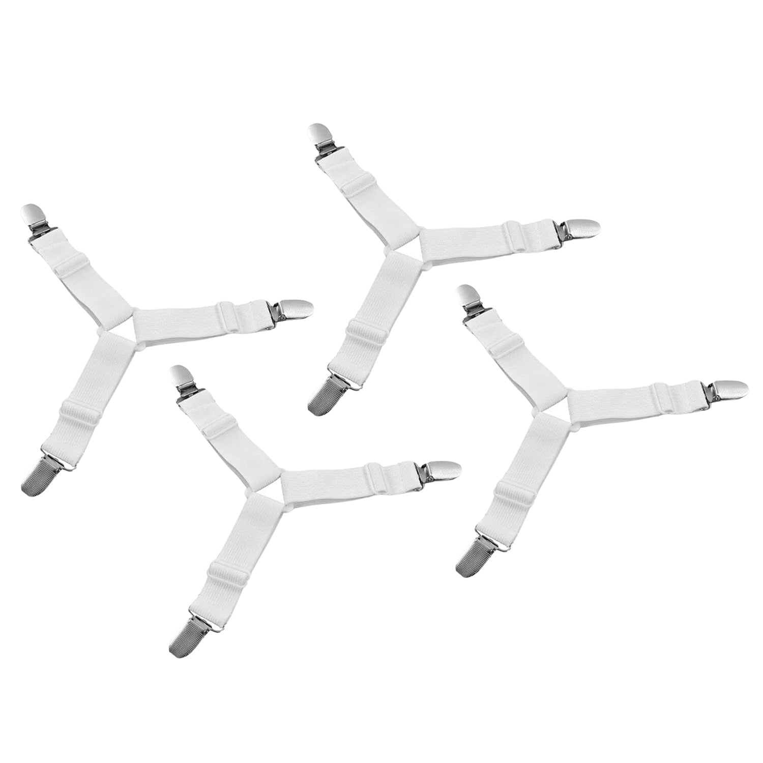Adjustable Triangle Elastic Suspenders Gripper Holder Straps Clip For Bed Sheets (4 Pc)