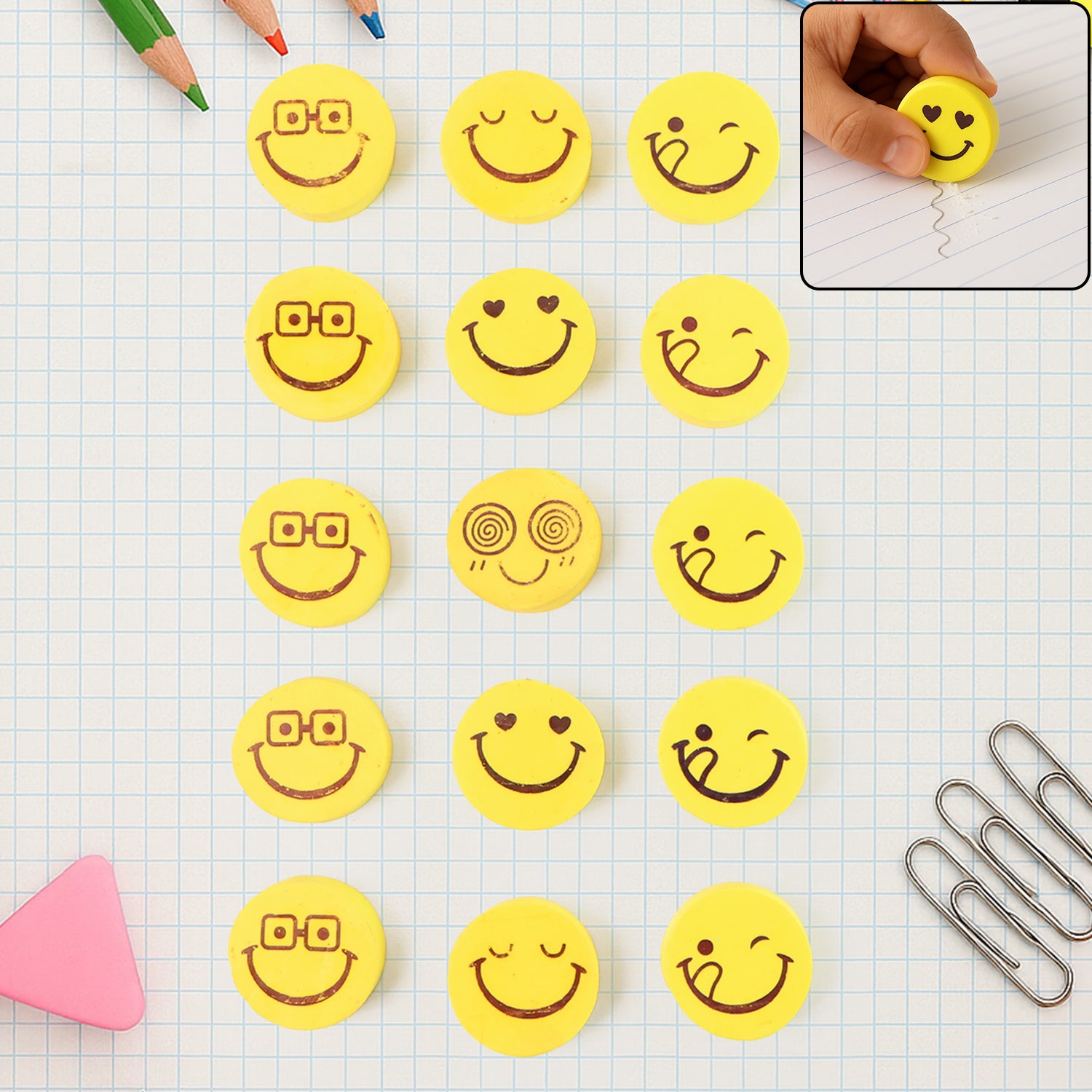 Cartoon Design Eraser (15 Pc  Mix Design)