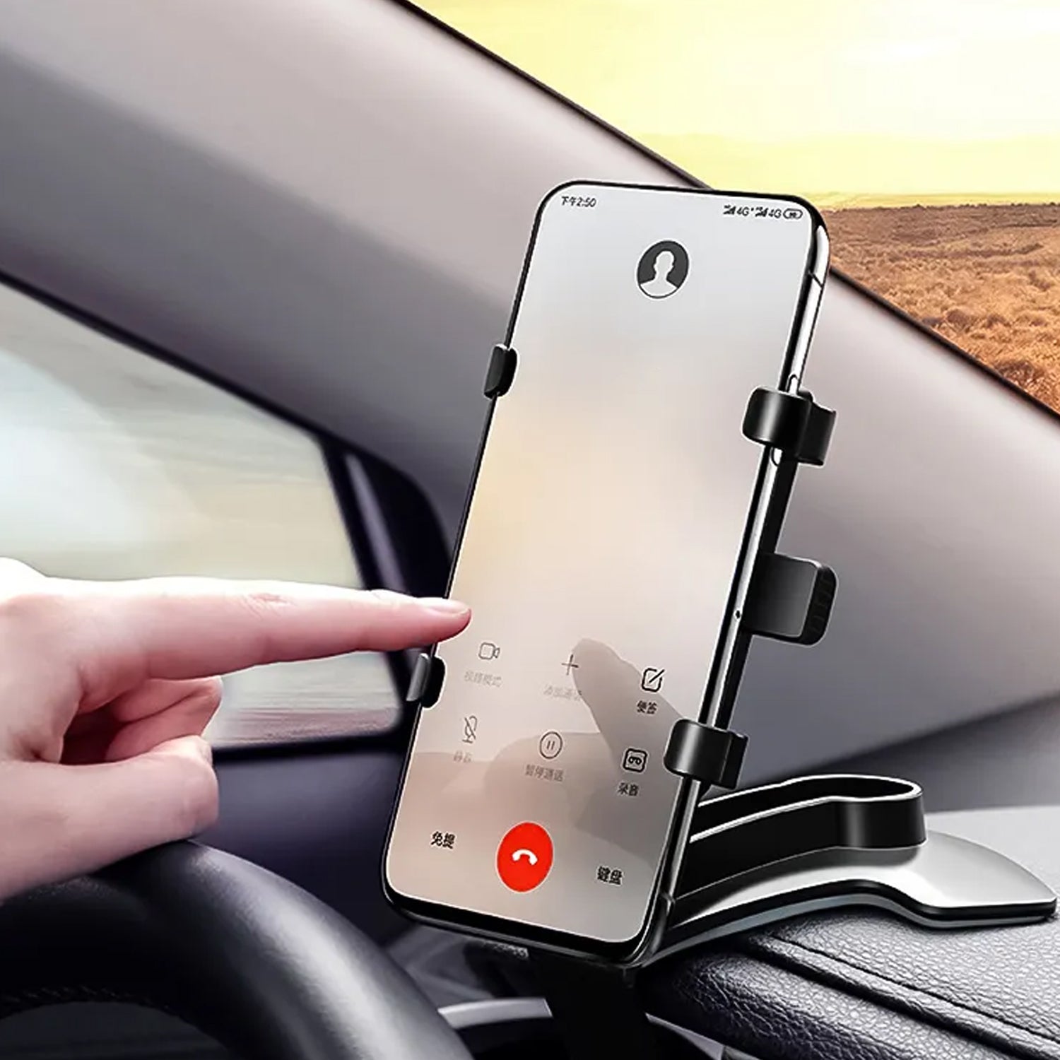 6948  Car Phone Holder Clip Mount 360 Degree Rotation Dashboard Rear View Mirror Sun Visor Smartphone Hud Navigation Fold Stand Plastic Black Compatible For All Smart Phones