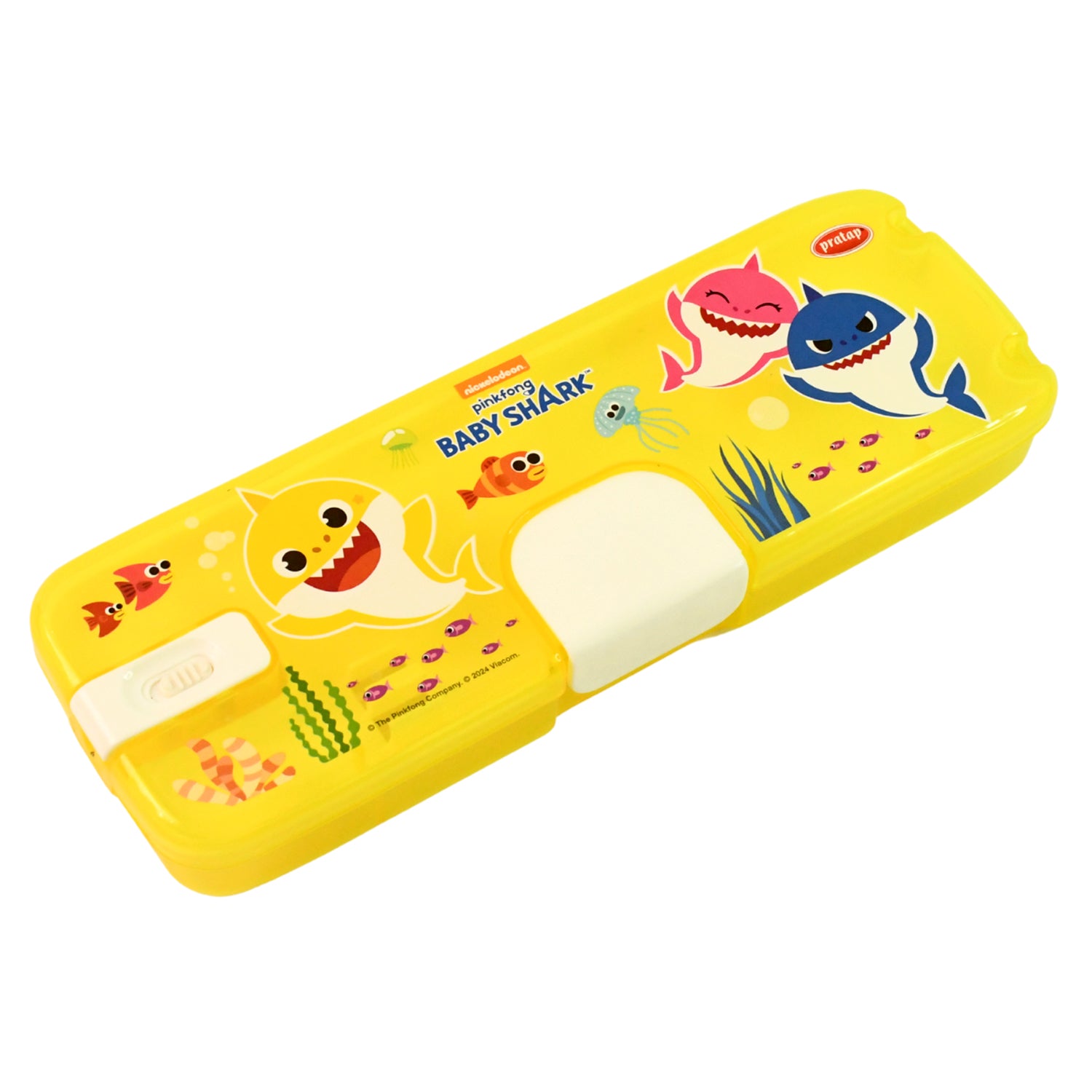 Plastic Pencil Box With Led Light  Cartoon Print (1 Pc)