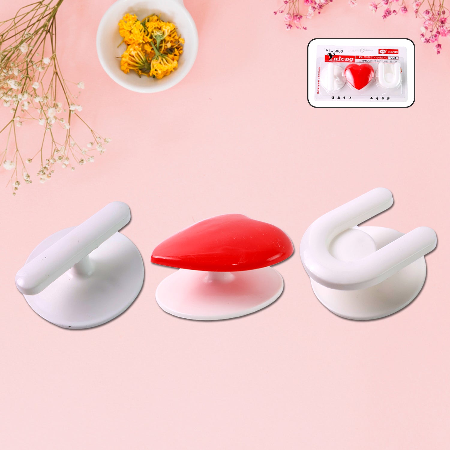 Adhesive Wall Hook Set  For Kitchen Bathroom  Home (3pc)