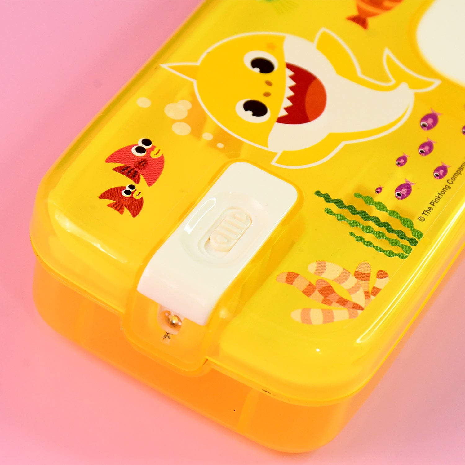 Plastic Pencil Box With Led Light  Cartoon Print (1 Pc)