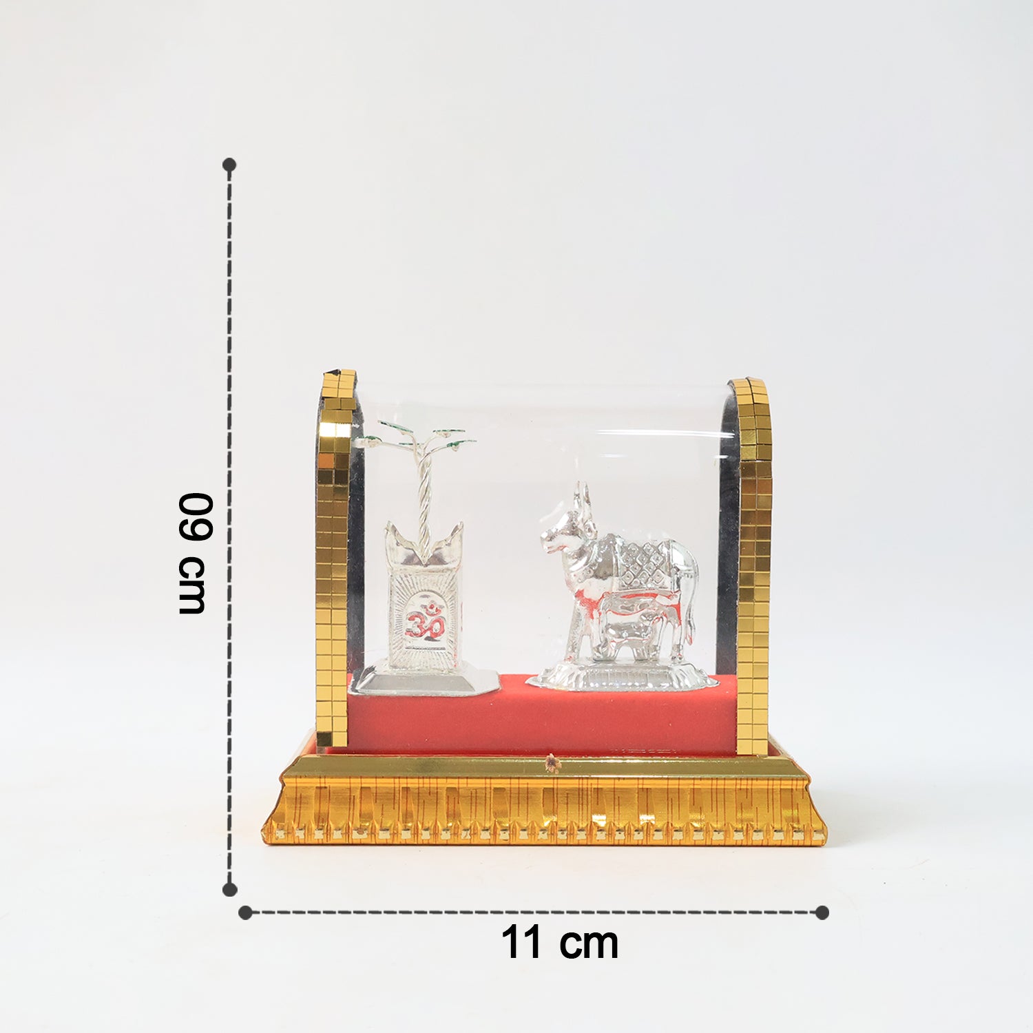 Decorative Kamdhenu Cow With Calf And Tulsi Plant Idol Set
