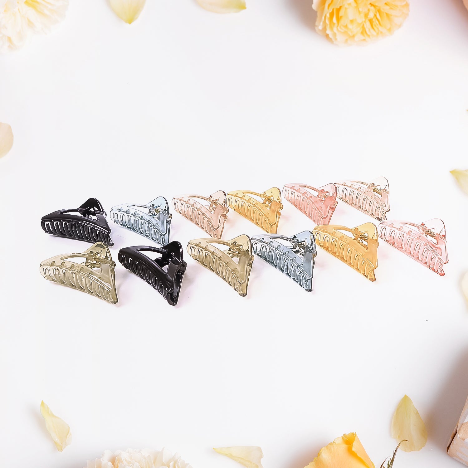 Triangle Shape Mix Color Plastic Hair Claw Clip – 1 Pc Durable Grip for Women and Girls