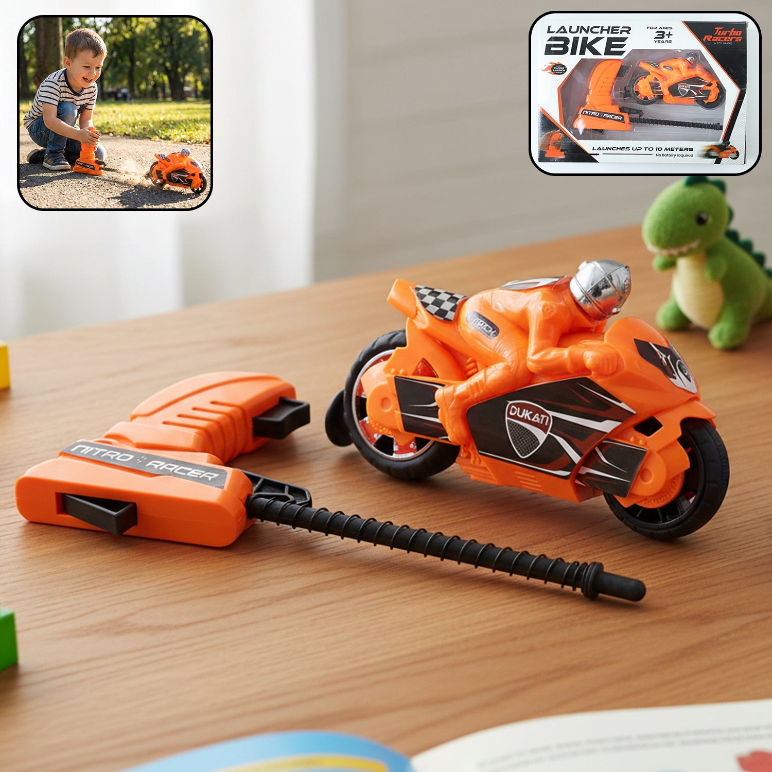 Launcher Bike Racing Toy for Kids with Manual Pull Launcher – Tarika’z