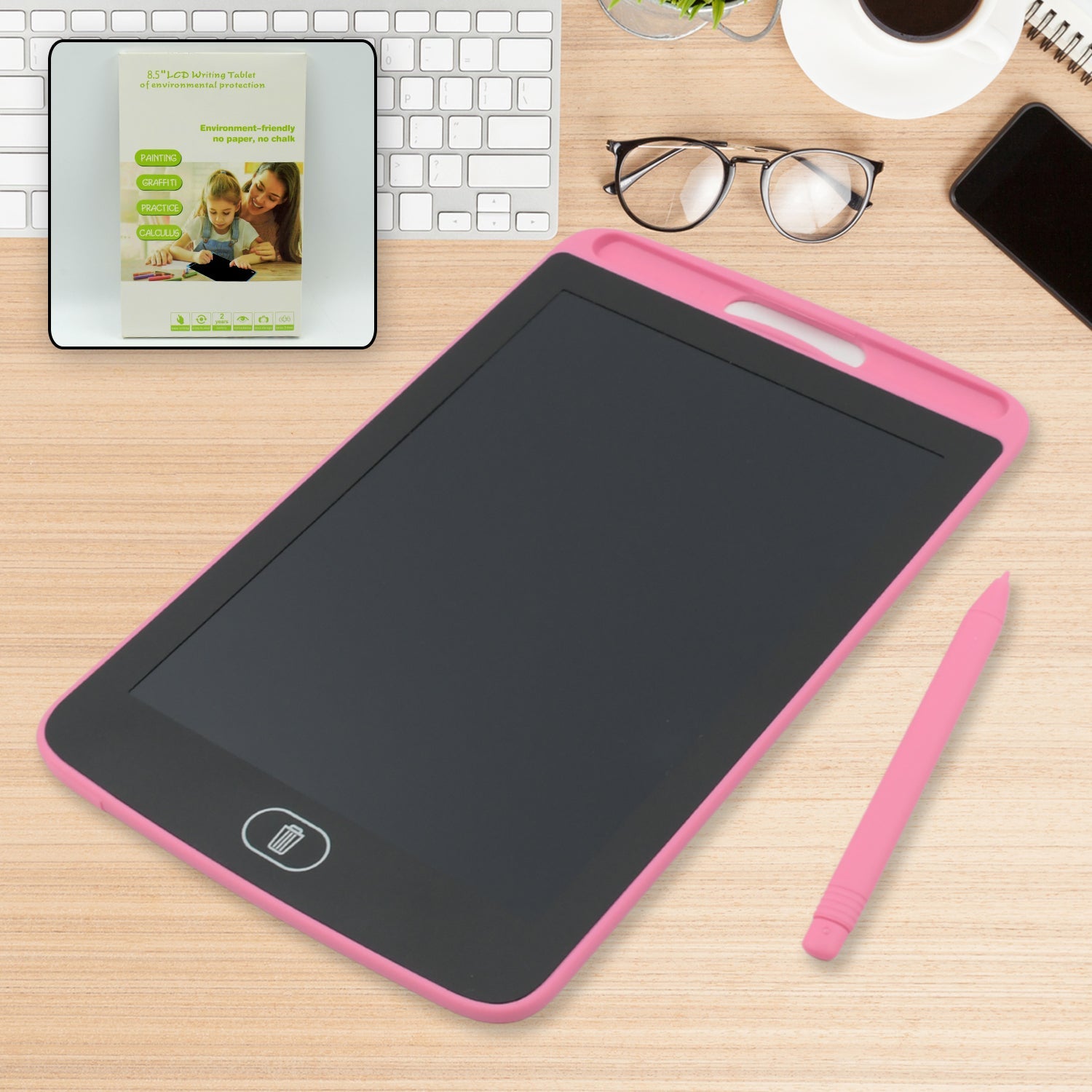 Portable LCD Writing Board Slate Drawing Record Notes Digital Notepad with Pen Handwriting Pad Paperless Graphic Tablet for Kids (8.5 inch)