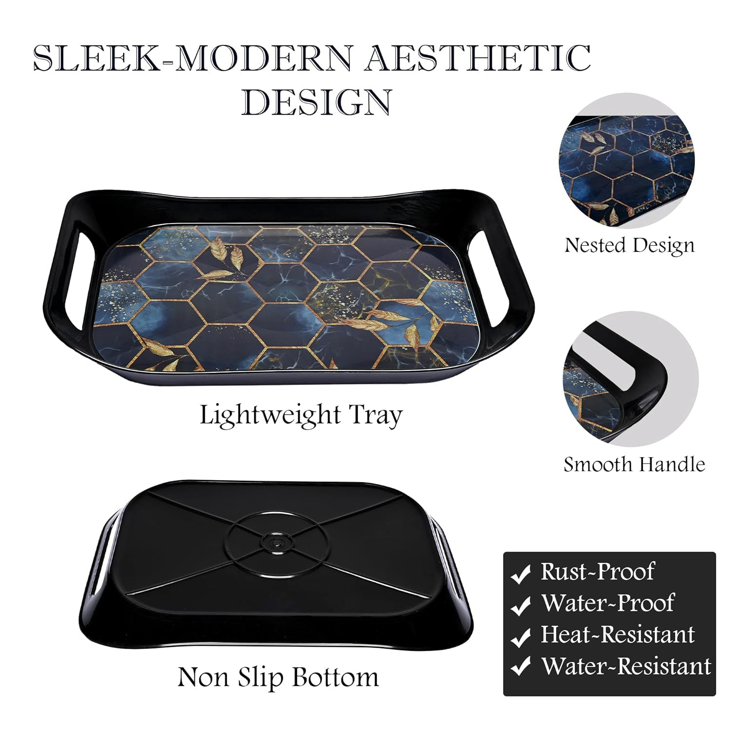 Premium Plastic Serving Tray (3 Pc)