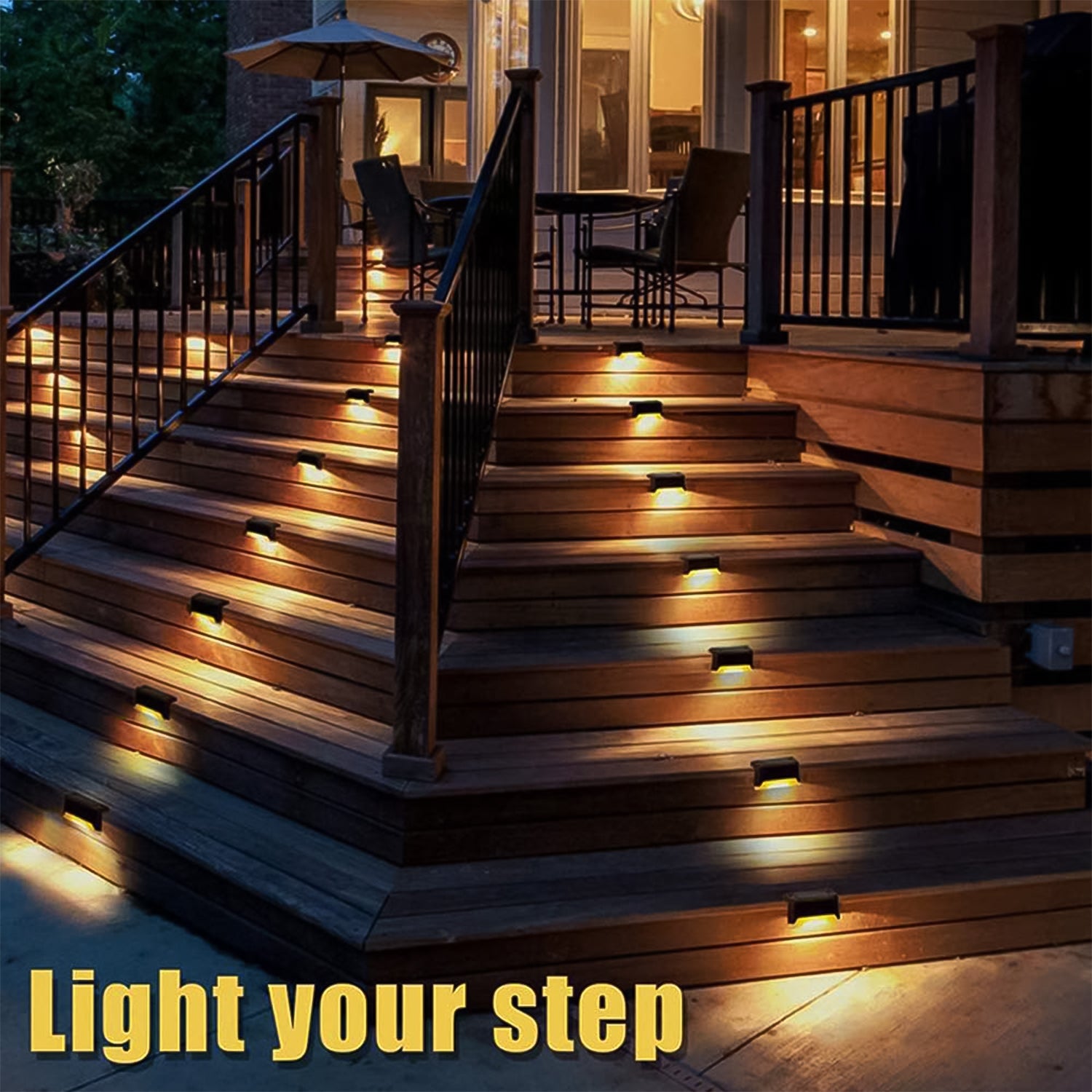 4-Piece Solar Waterproof Garden, Stair & Railing Lights