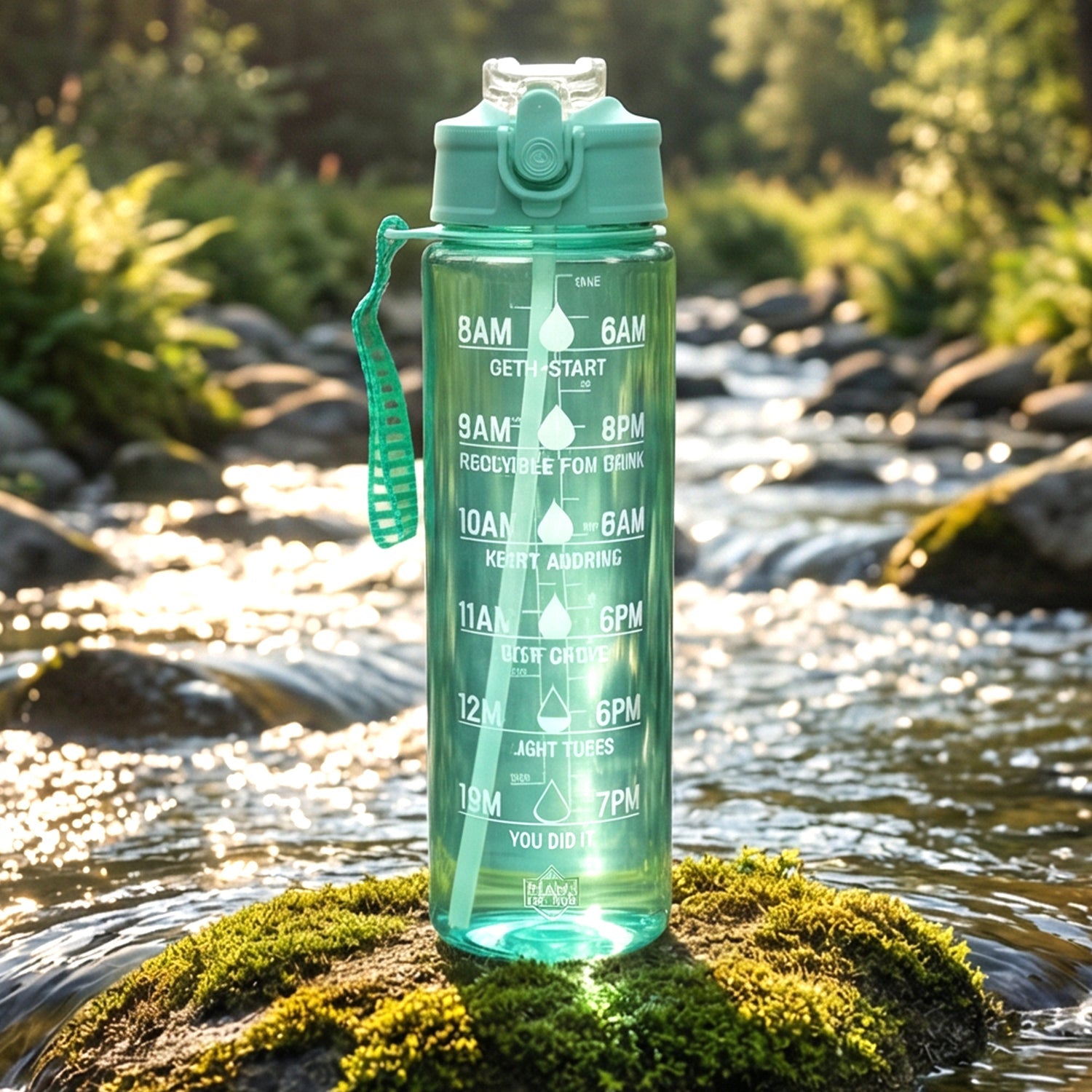 Motivational Water Bottle with Time Marker and Flip Top Lid (1000 ML)