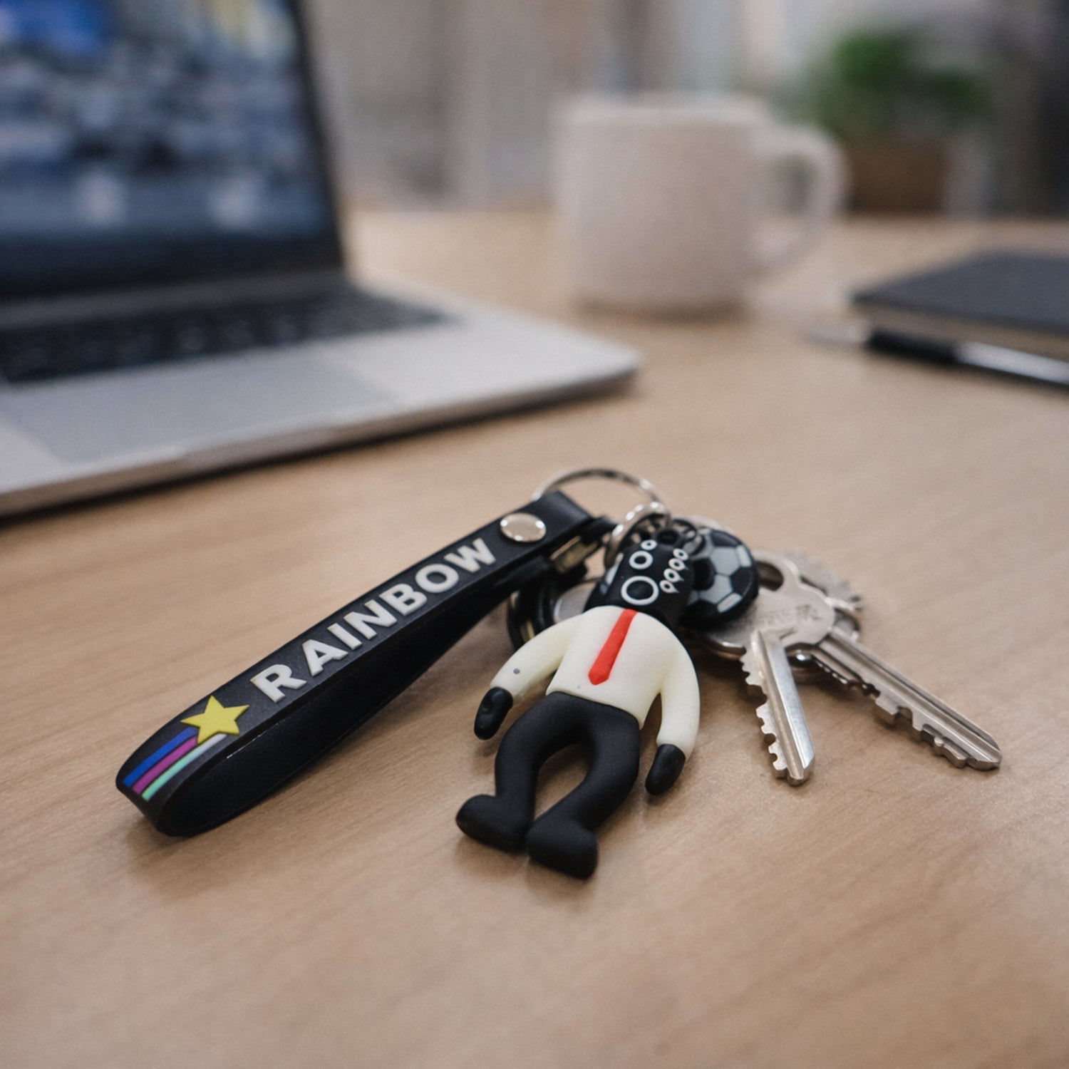 Rainbow Strap Cartoon Football Boy Keychain (1 Pc)