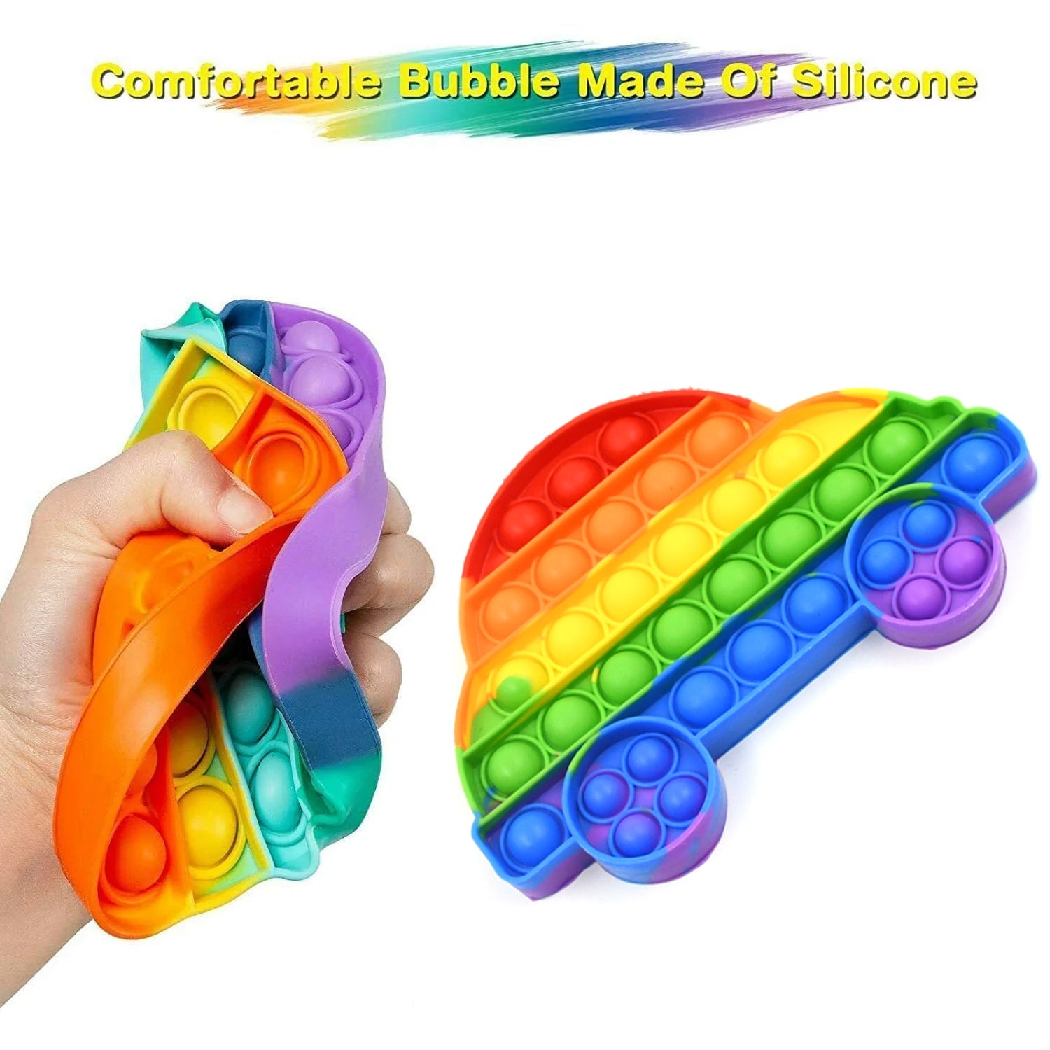 Fidget Toy Push  Bubble Fidget Sensory Toy for Kids and Adults Fidget per Stress Reliever Sensory Fidget pers (Butterfly & Car Shape / 1 Pc)