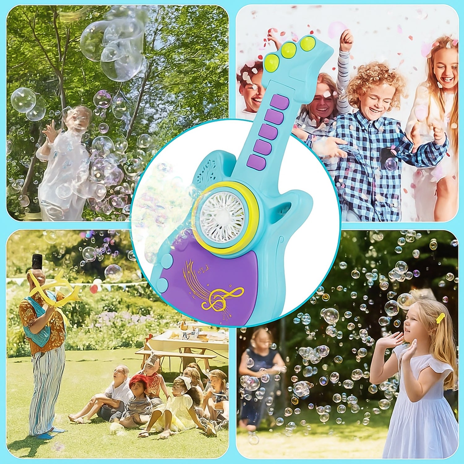 Electric Automatic Guitar-Shaped Bubble Machine set