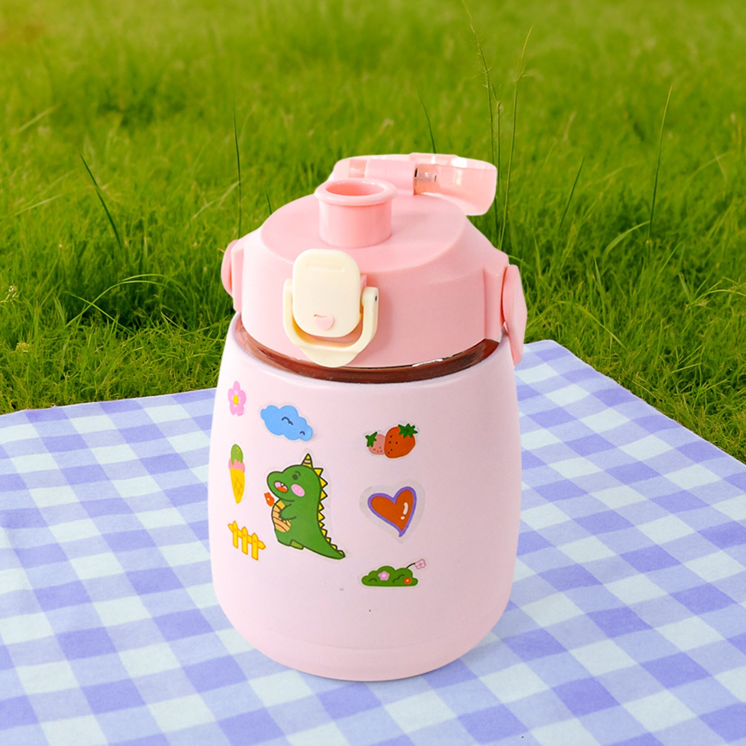 Stainless Steel Vacuum Insulated Water Bottle with Handle & Sticker (700 ML)