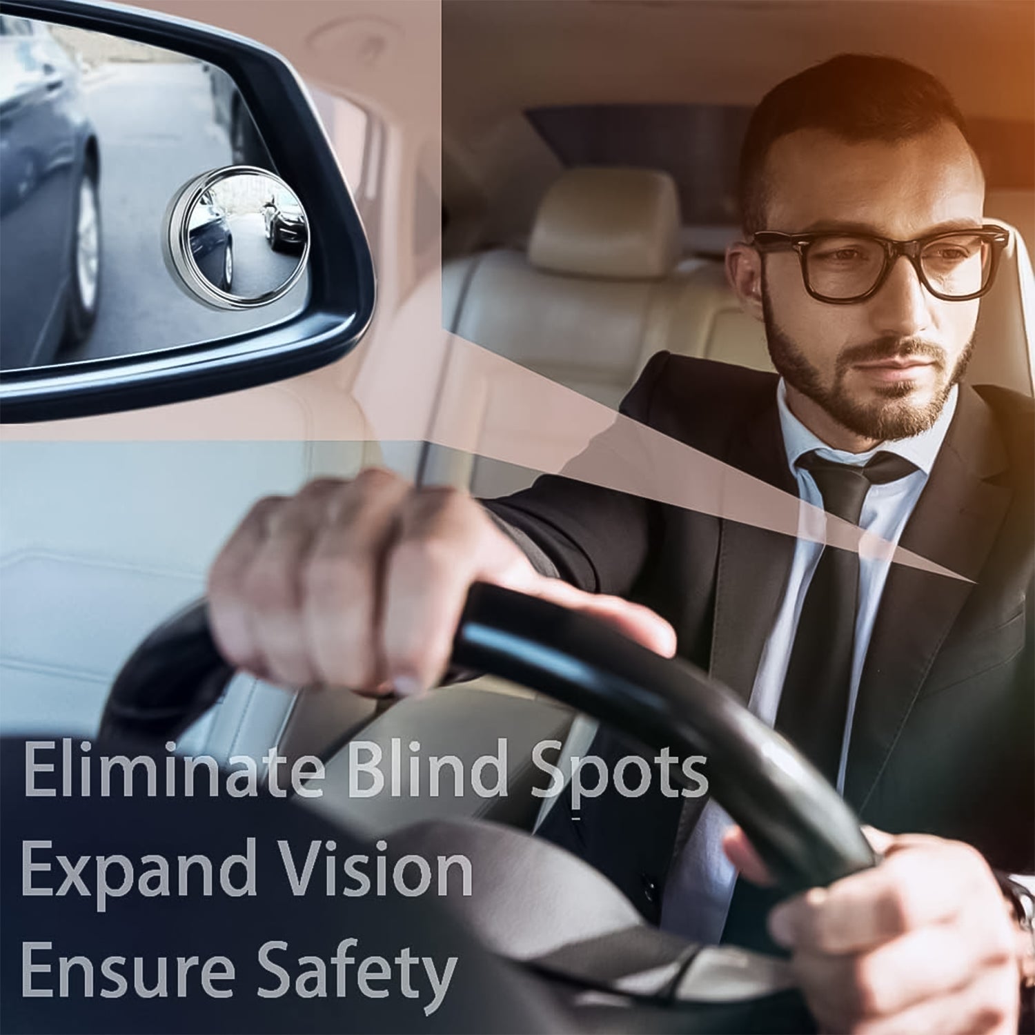 360DEGREE BLIND SPOT ROUND WIDE ANGLE ADJUSTABLE CONVEX REAR VIEW MIRROR - PACK OF 2