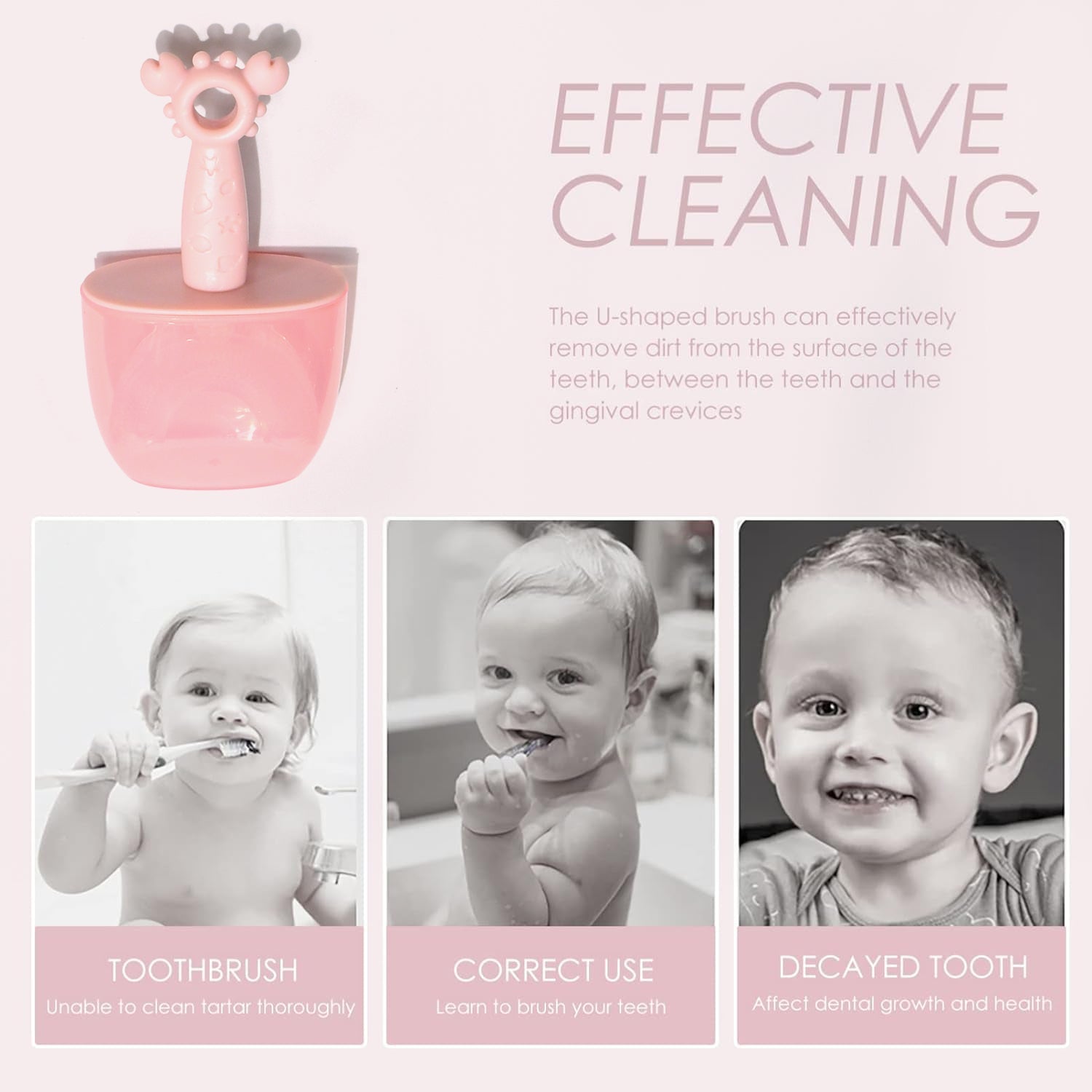 Kids U-Shaped Silicone Toothbrush – 360° Cleaning for Ages 2-6 (1 Pc)