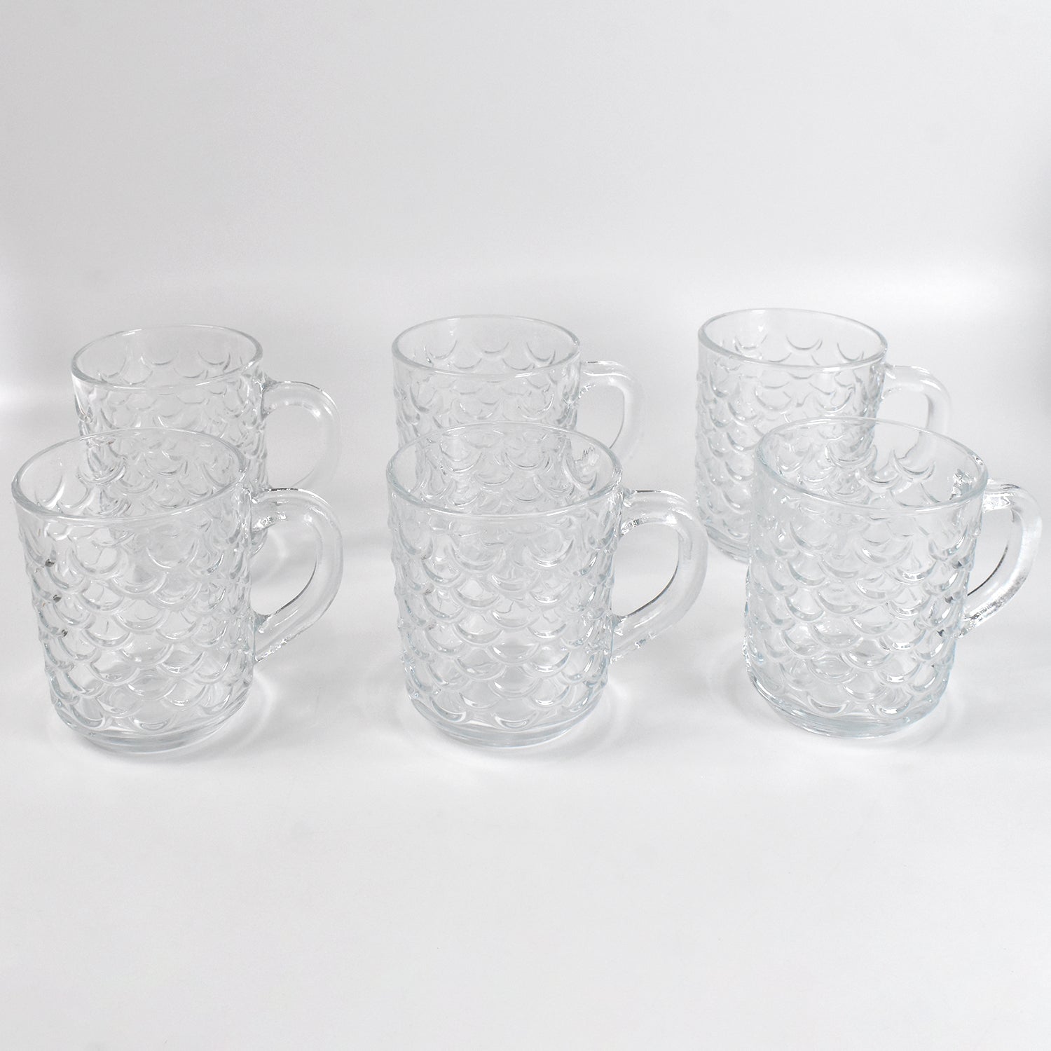 Glass Coffee & Tea Cup / Mug With Handle, Water glass (6 pcs Set / 225 ML)