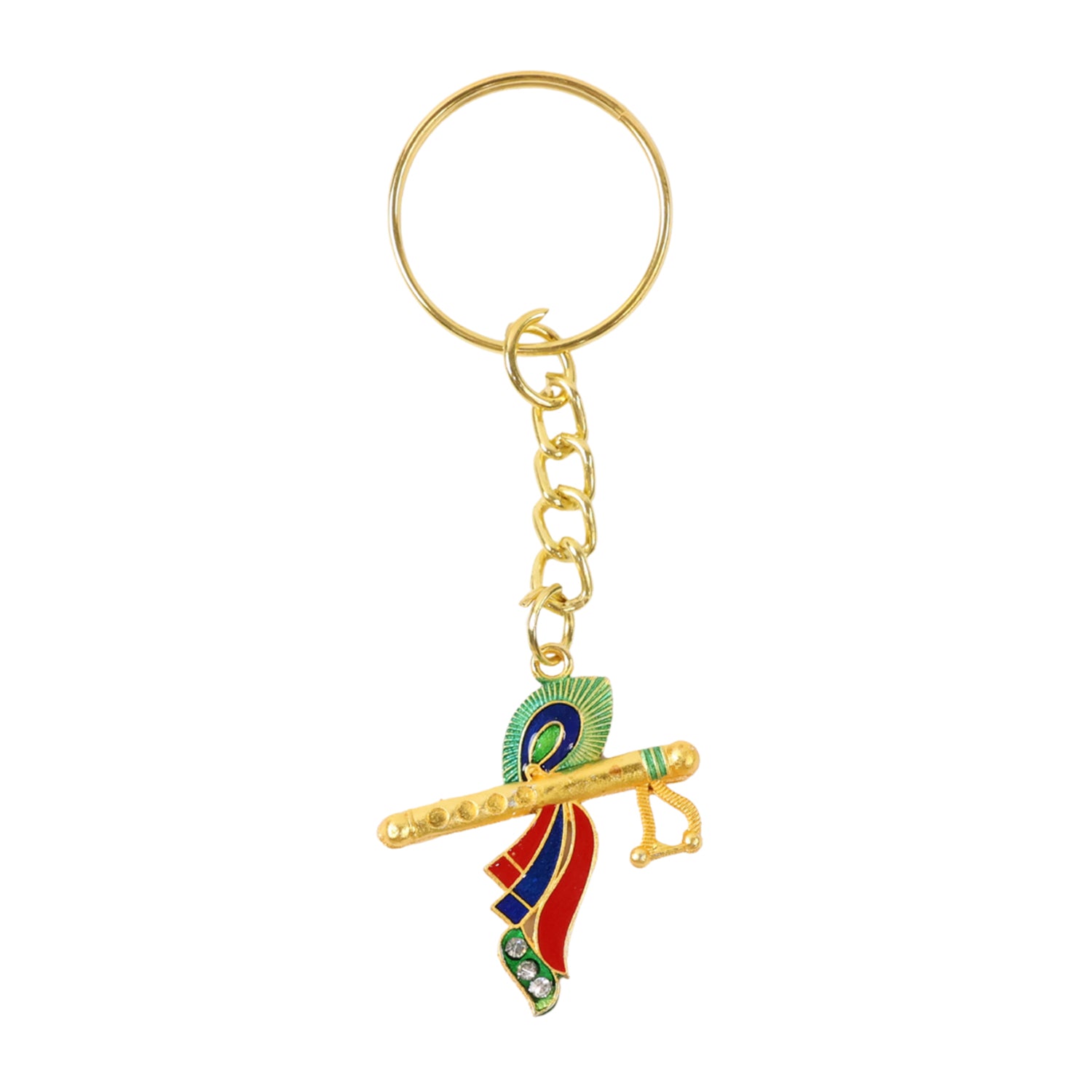 Krishna Flute with Peacock Feather Design Keychain (1 Pc) – Tarika’z
