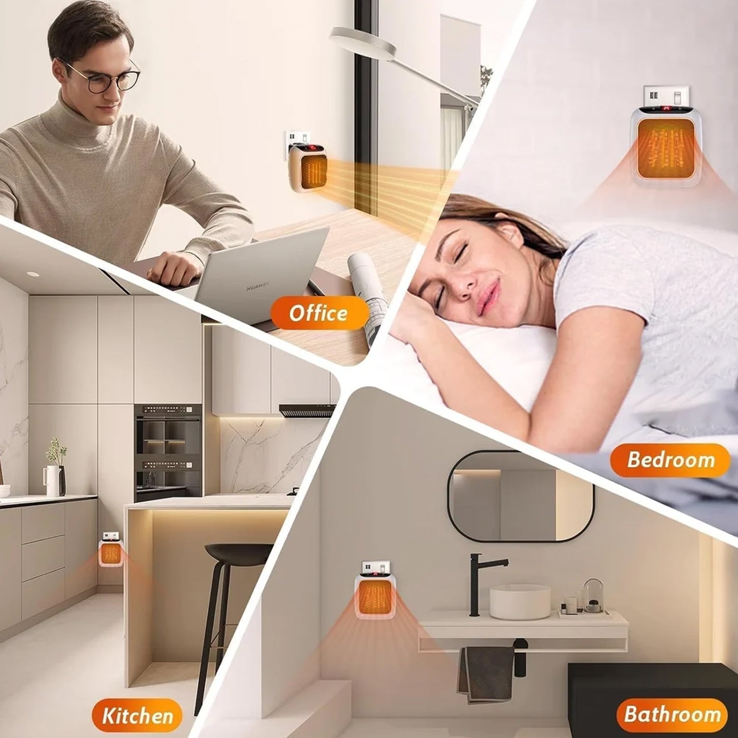 600W Wall-Mounted Plug-In Room Heater (1 Pc / With Conveter)