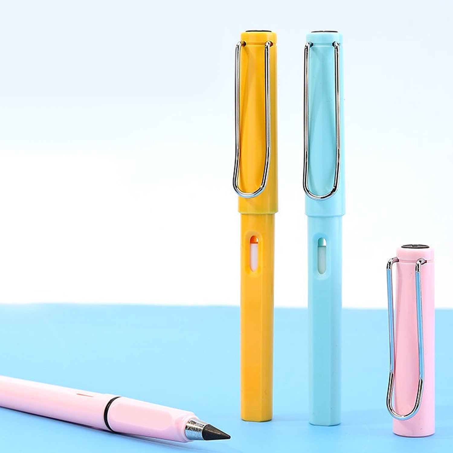 2-in-1 Everlasting Magic Pencil with Replaceable Eraser – Inkless, Reusable, Portable (1 Pc / Mix Color)