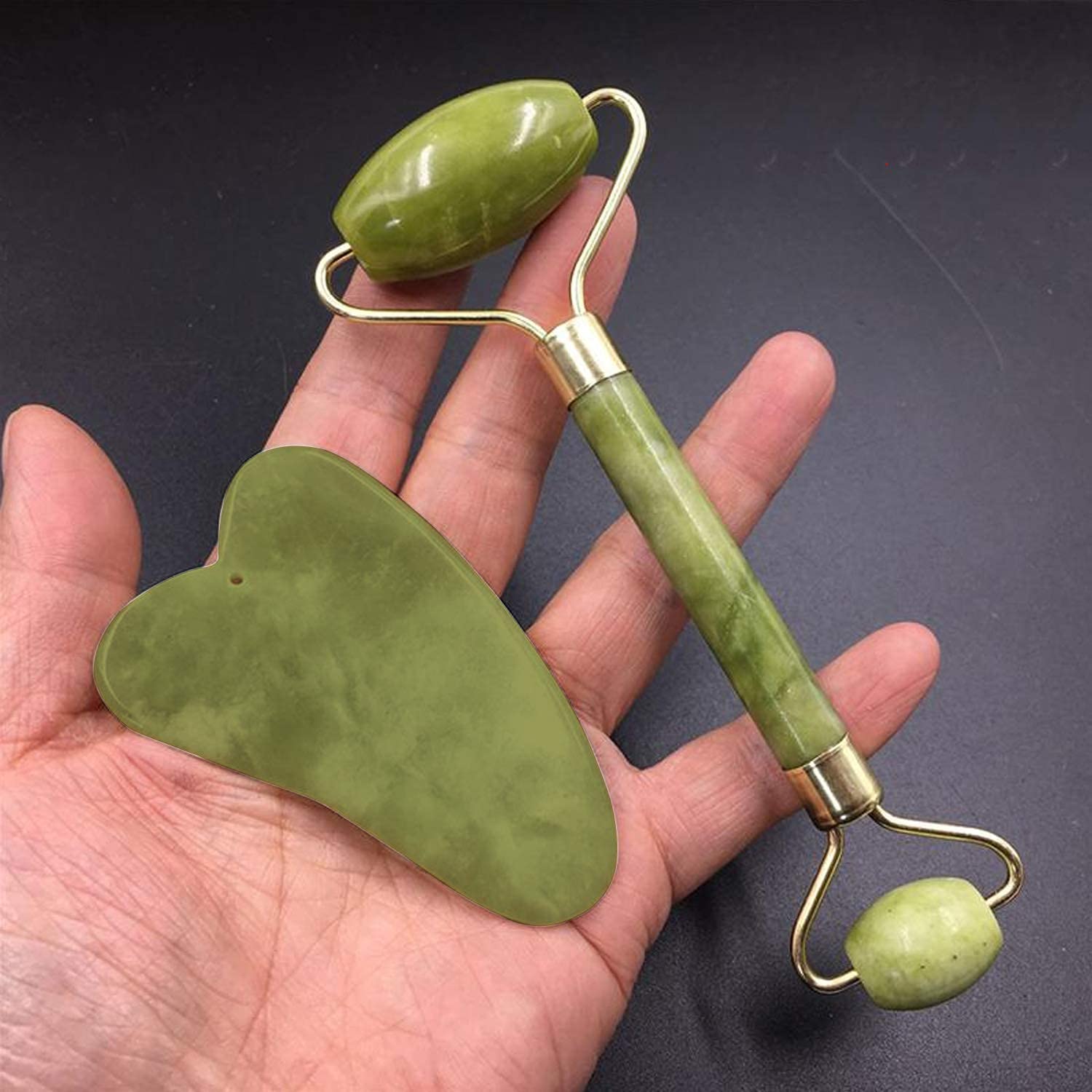 Facial Face Roller & Gua Sha Massage Set (1 Set)