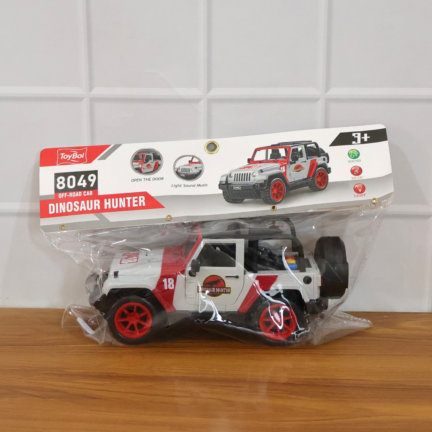 Kids Dinosaur Hunter Off-Road Friction Powered Toy Jeep Car (1 Pc)