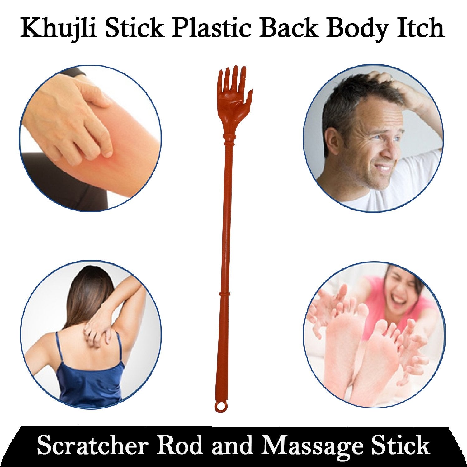 1463 Khujli Stick Plastic Back Body Itch Scratcher Rod And Massage Stick