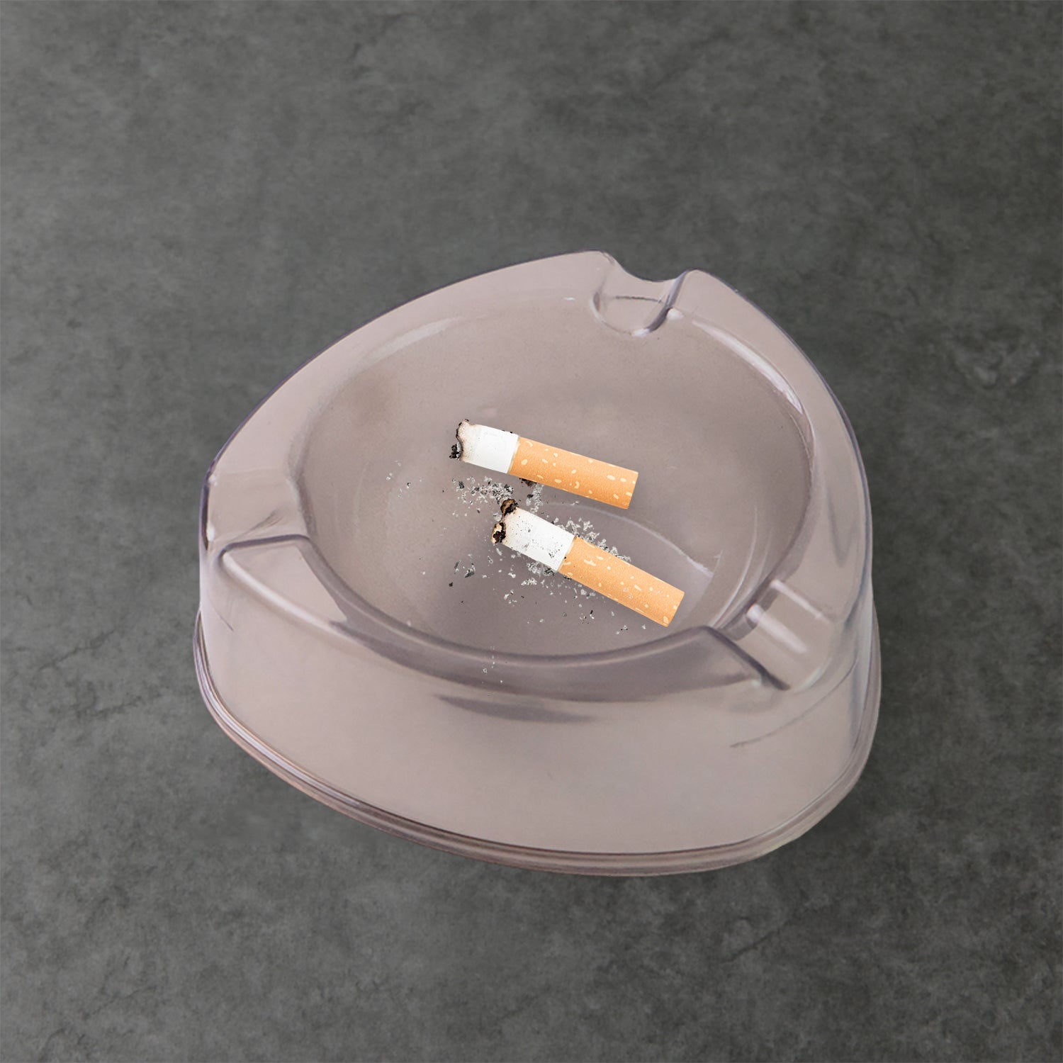 Oblivion Transparent White Ashtray With Cigarette Holder Grooves  Modern Smoke Disposal Tray (1 Pc)