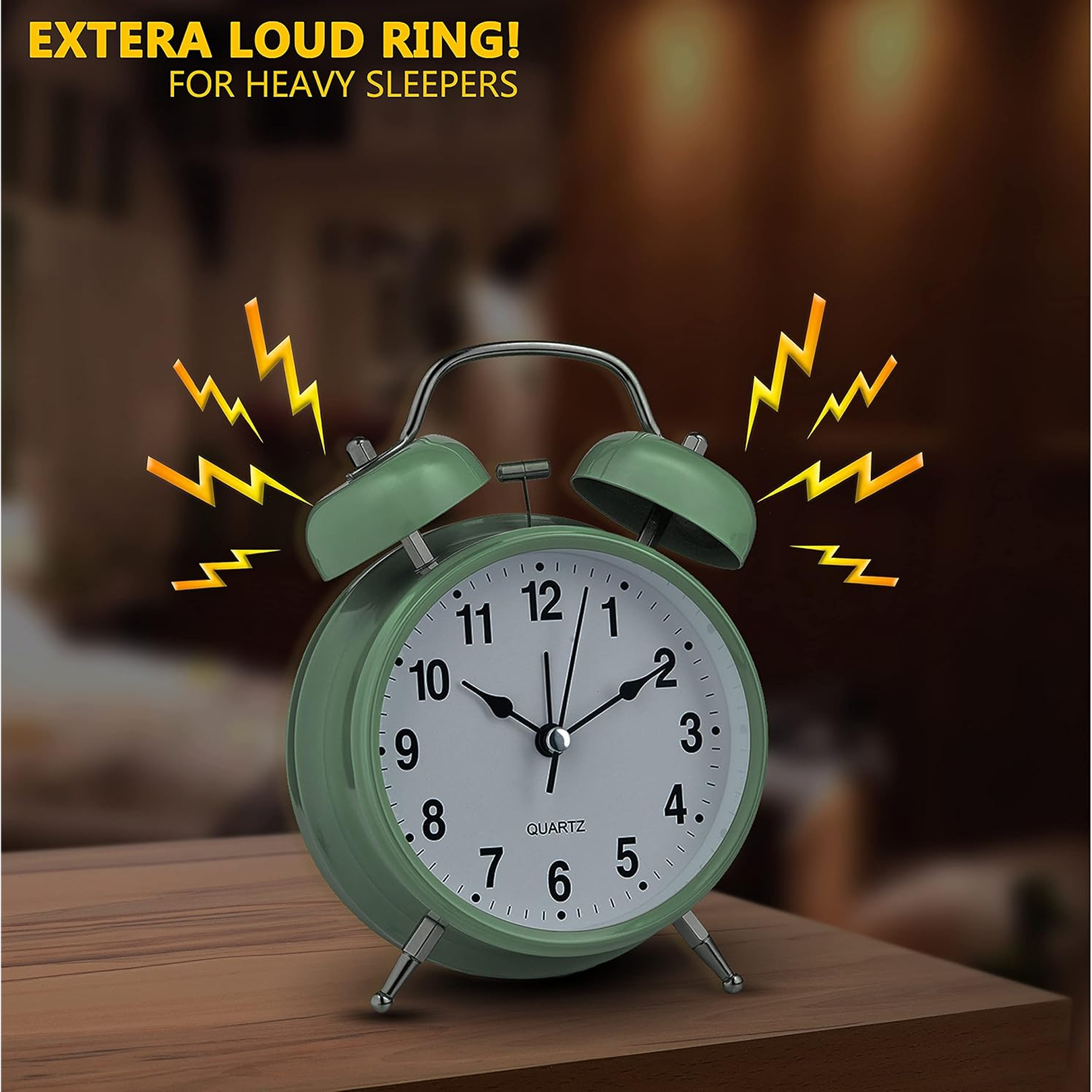 Small Twin-Bell Analog Alarm Clock - (1 Pc)