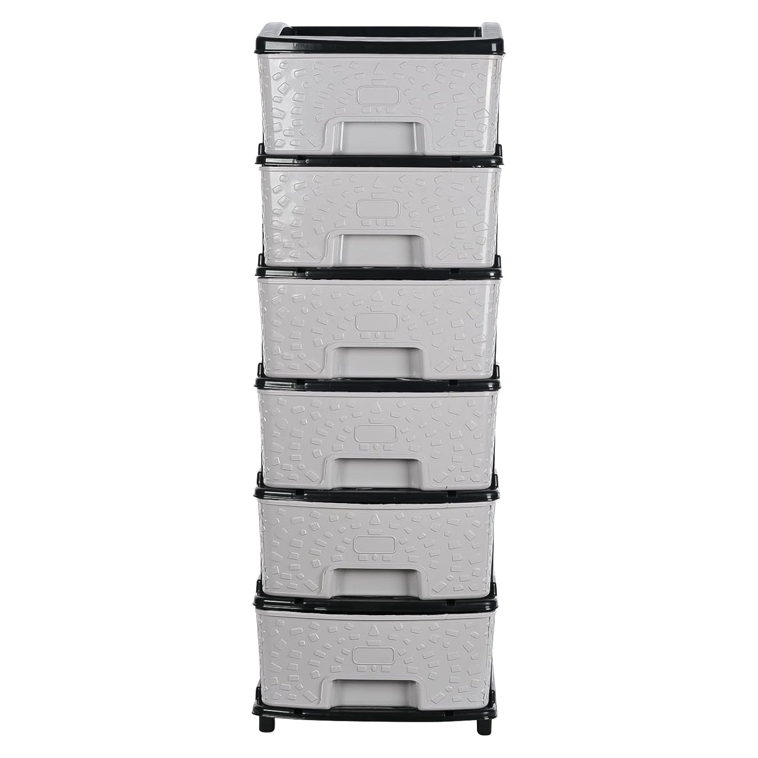 6-layer Heavy-duty Plastic Drawer Organizer Cabinet With Stone Texture Drawers