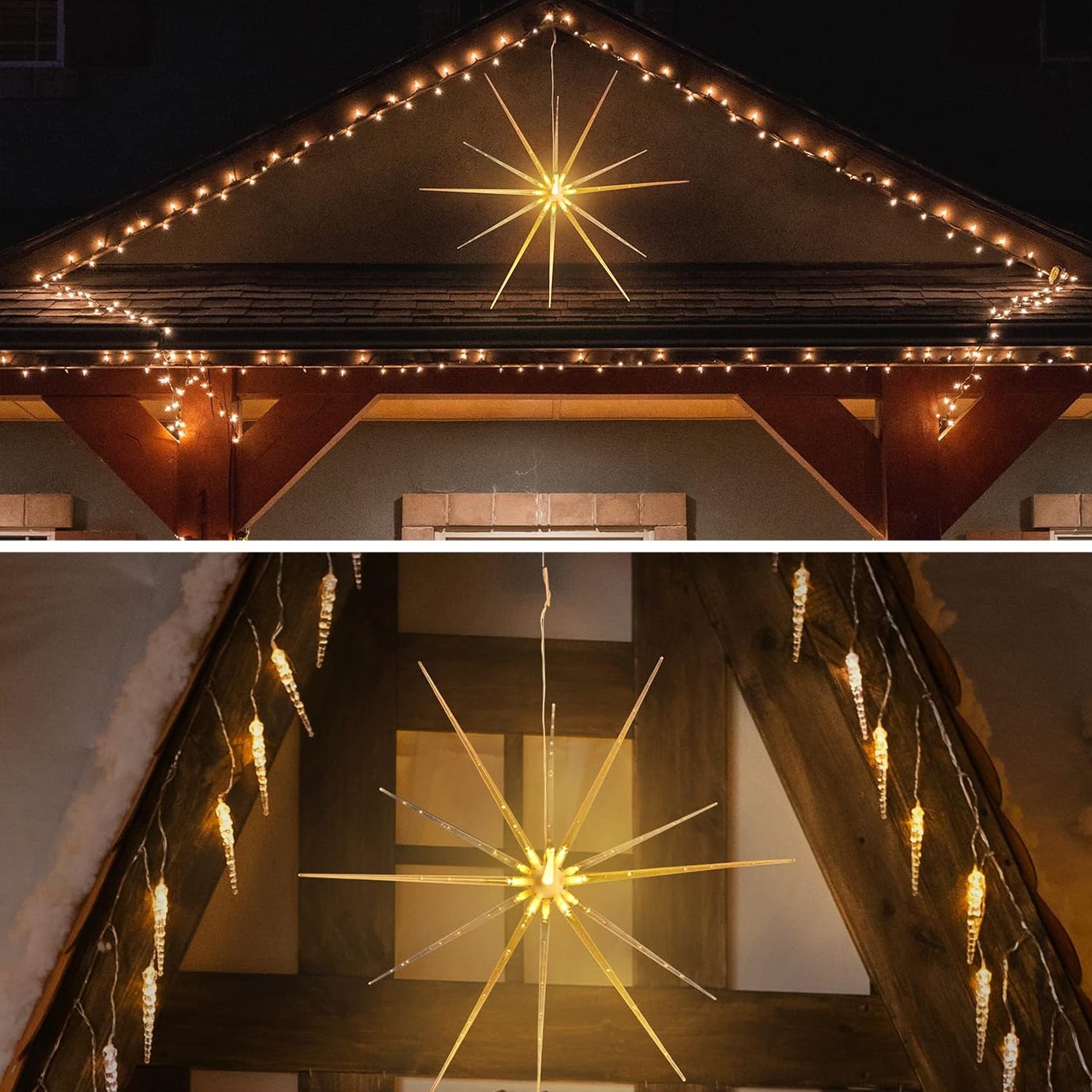 3d Gold Star Hanging Decoration Star Acrylic Look  Hanging Luminous Star For Windows Home Garden Festive Embellishments For Holiday Parties Weddings Birthday Home Decoration ( Big  Medium Small )