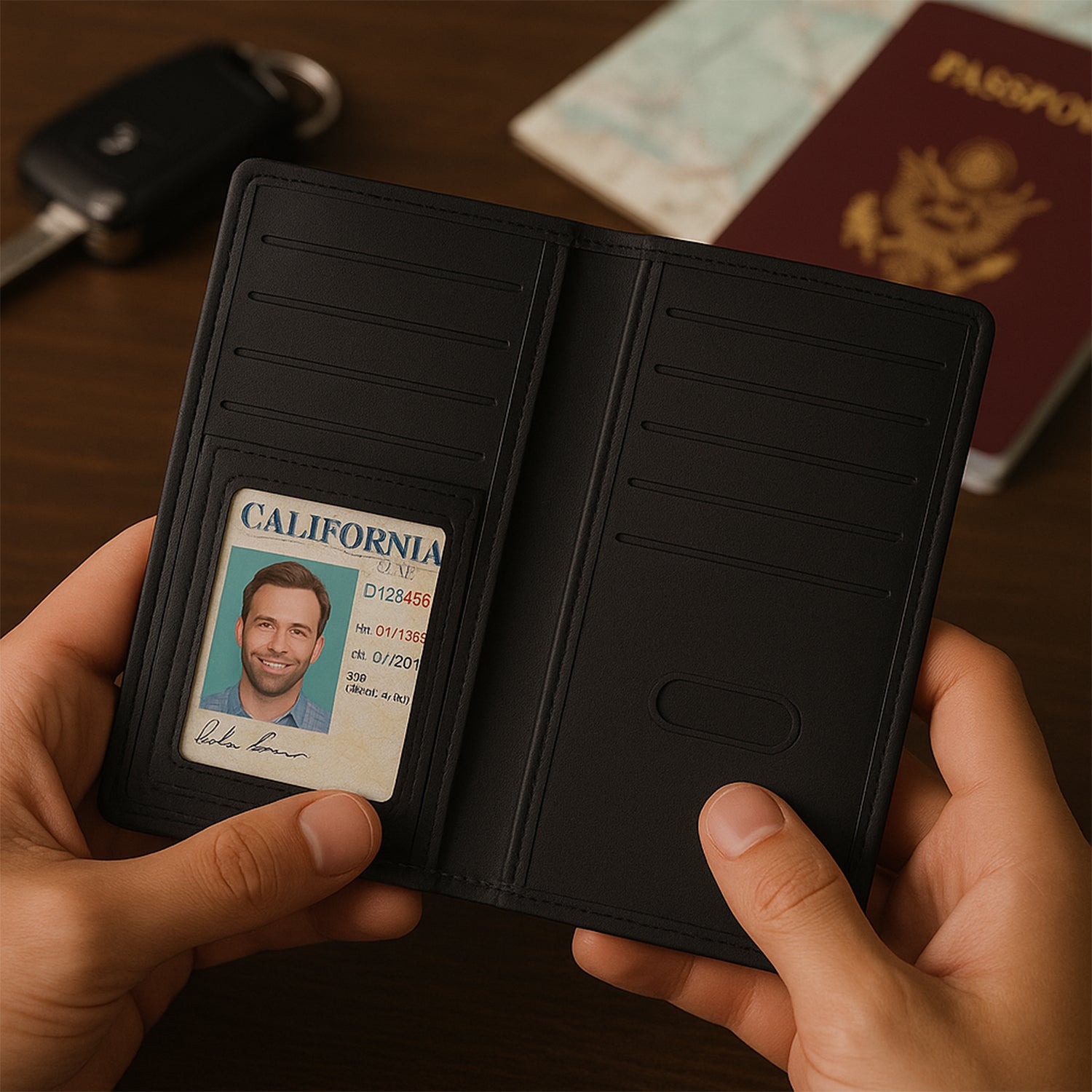 Premium Multi-compartment Travel Document Holder And Card Organizer Wallet (1 Pc)