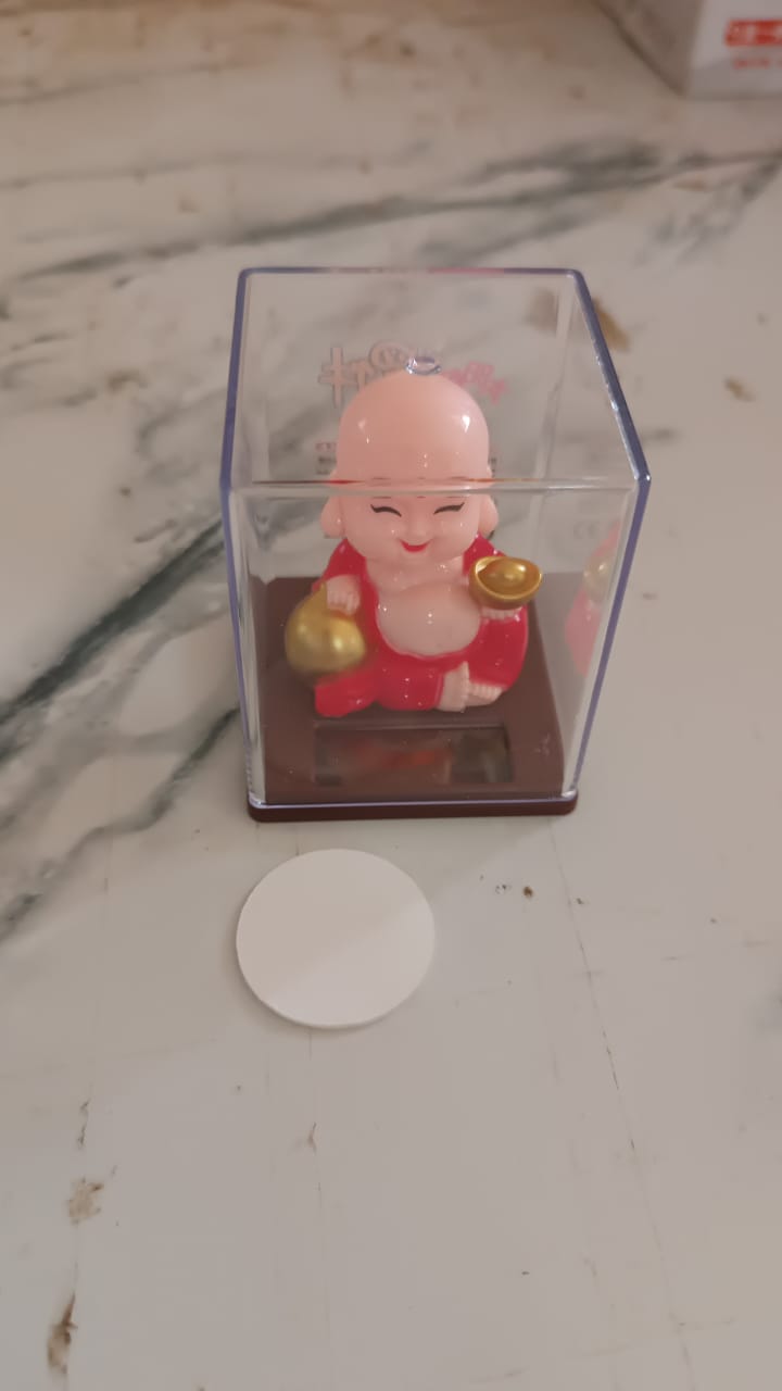 Solar Power Moving Head Buddha Statue Car Ornament (1 Pc / Mix Color)