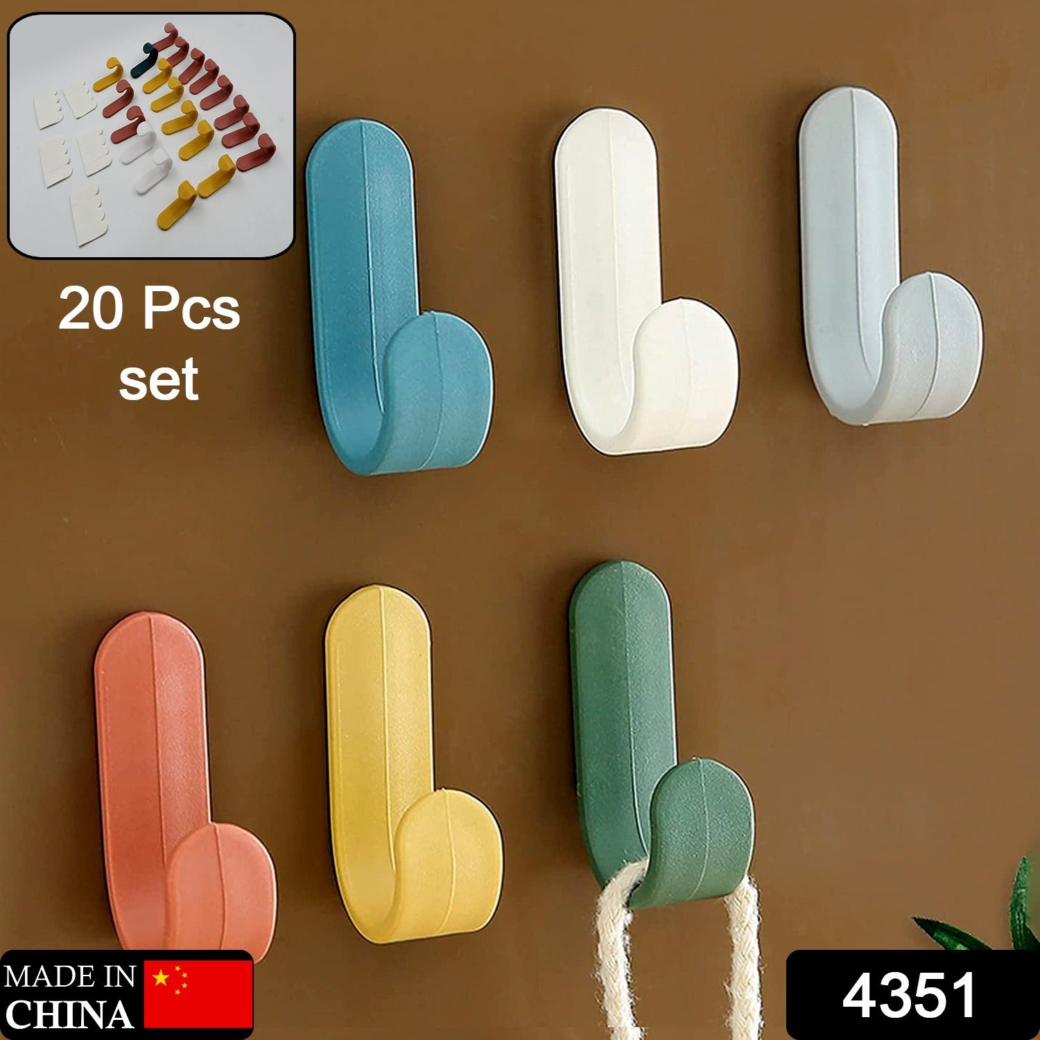 Self Adhesive Wall Hooks Waterproof Adhesive Sticky Round Hooks | Hanging Capacity 1 KG Max | Multipurpose Home Storage (20 Pcs Set)