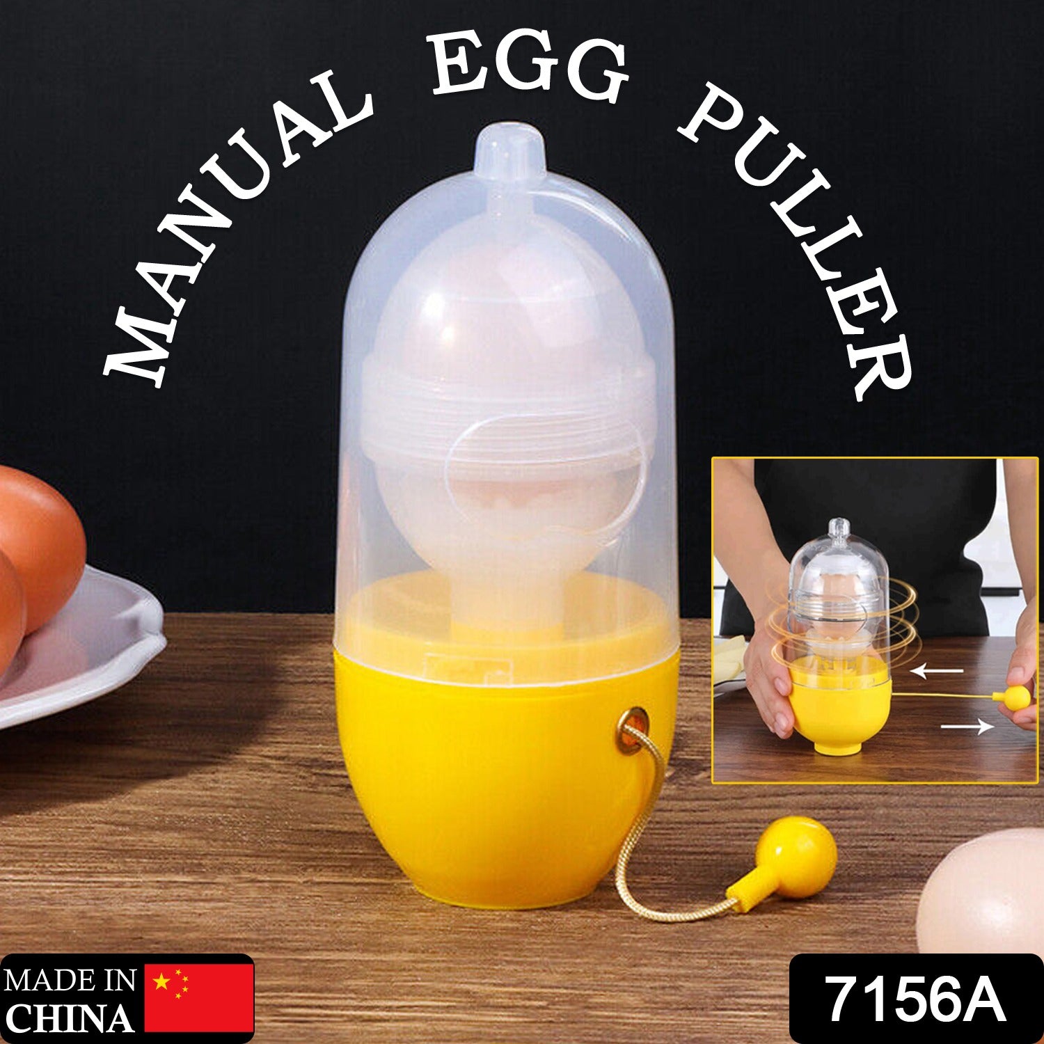 7156a Manual Egg Puller Scrambler Household White Egg Yolk Mixer Kitchen Tool Mix Manual Scrambler Convenient Without Breaking Eggs.