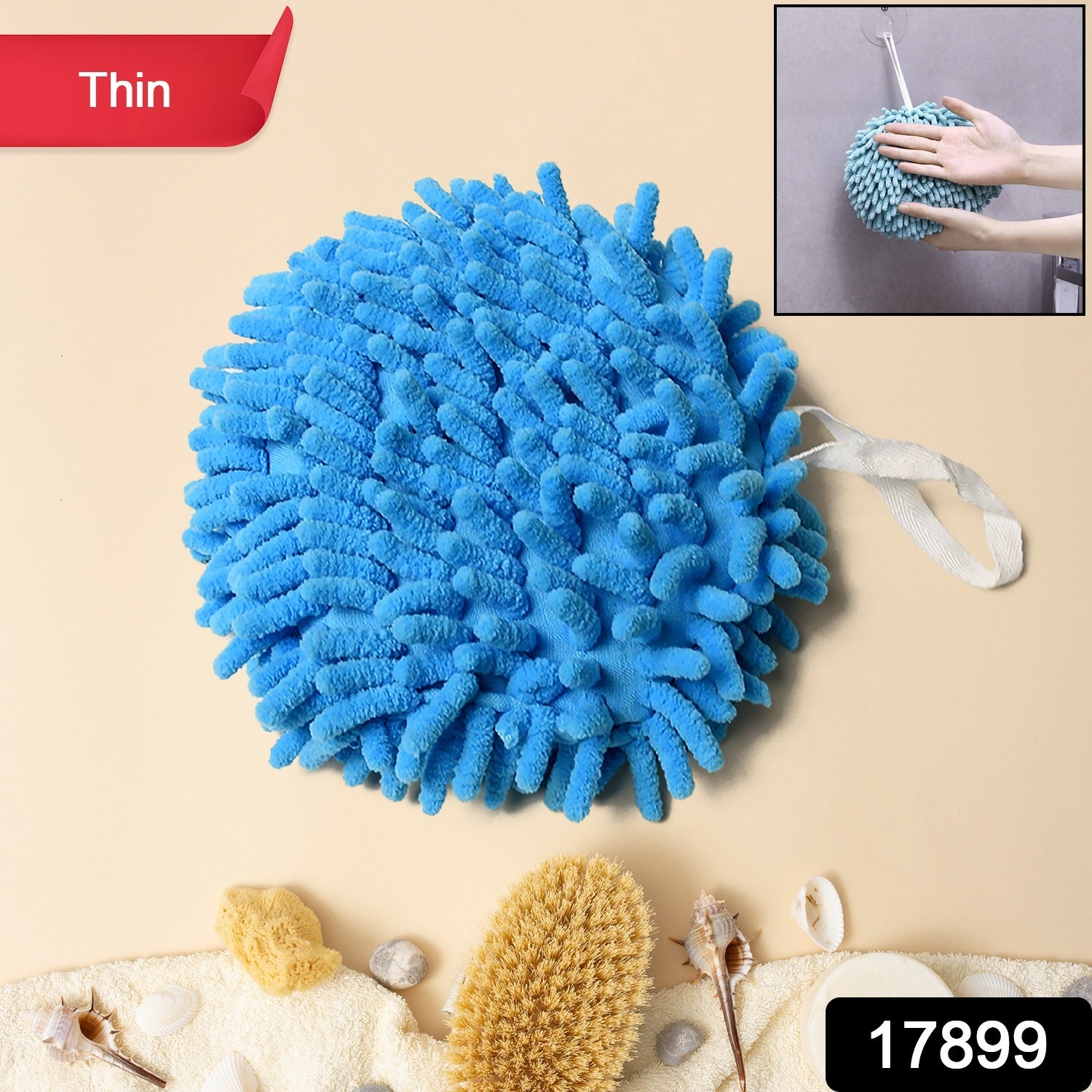 17899 Hand Towels For Bathroom Kitchen Hand Towel Hand Dry Towels Absorbent Soft Hanging Hand Bath Towels Microfiber Plush Chenille Hand Towel Ball Machine Washable Bathroom With Loop (1 Pc)