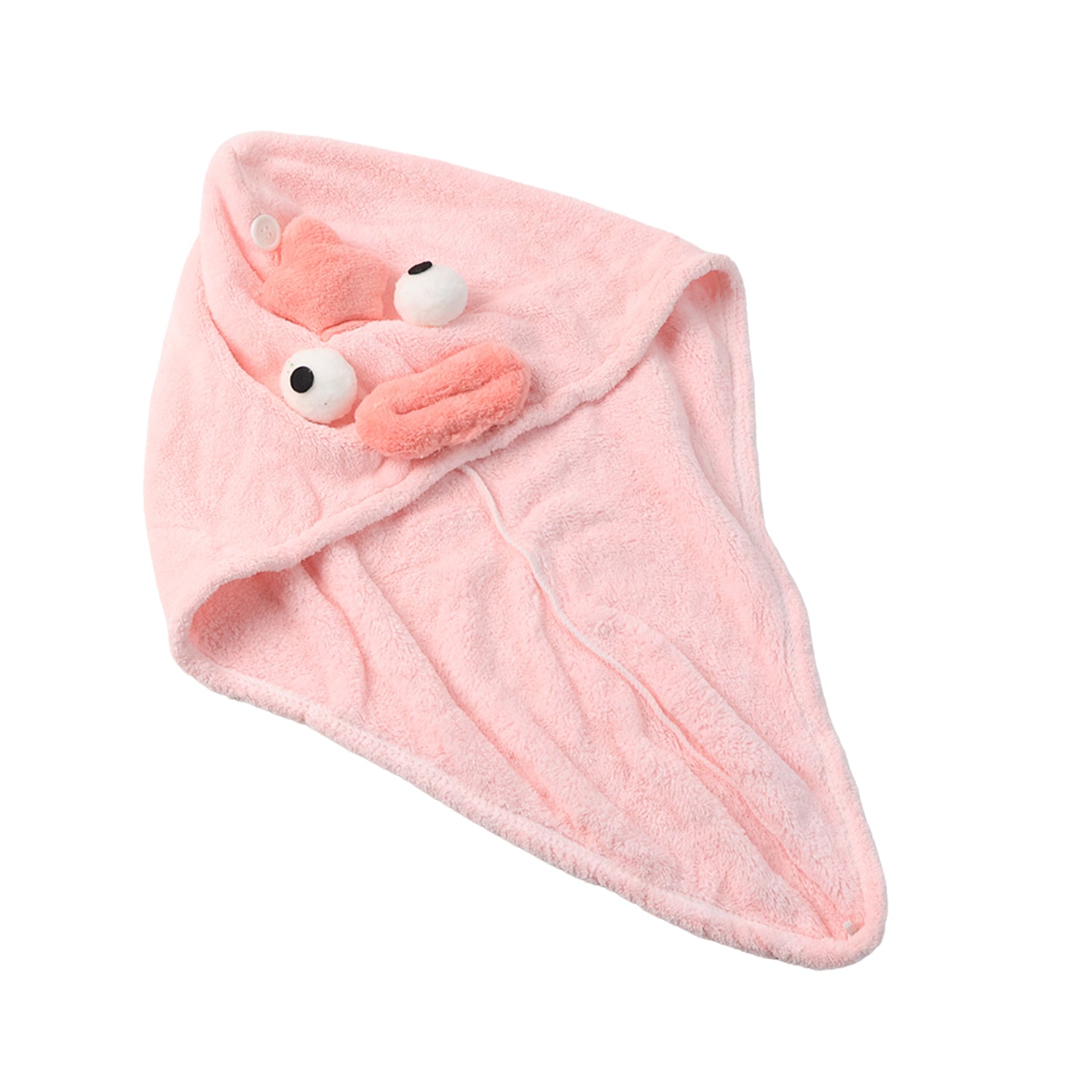 Soft Microfiber Cartoon Design Hair Drying Towel Wrap With Button Closure (1 Pc)