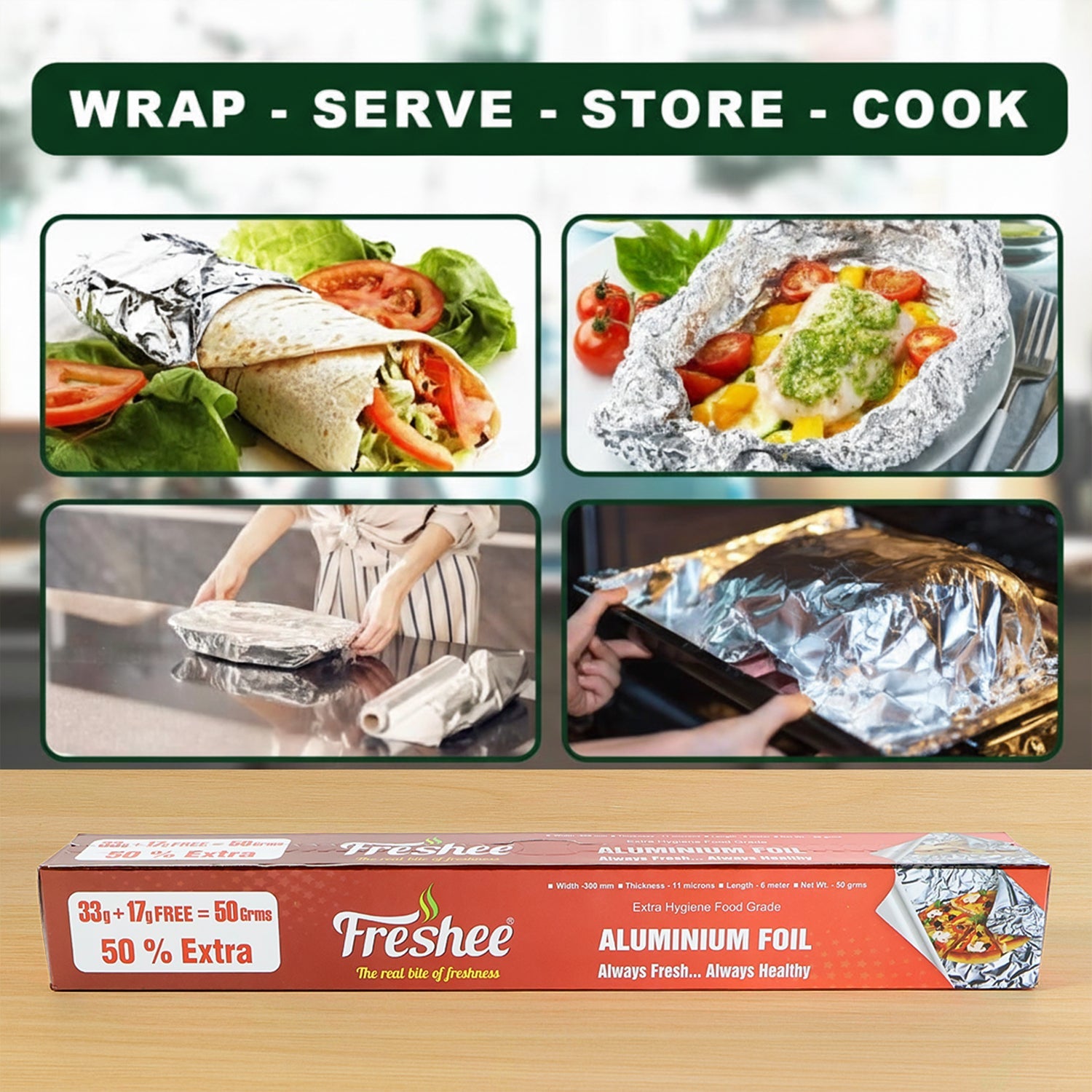 Freshee Premium Aluminium Foil — Twin Pack 2 Pc (Net 50 g each)