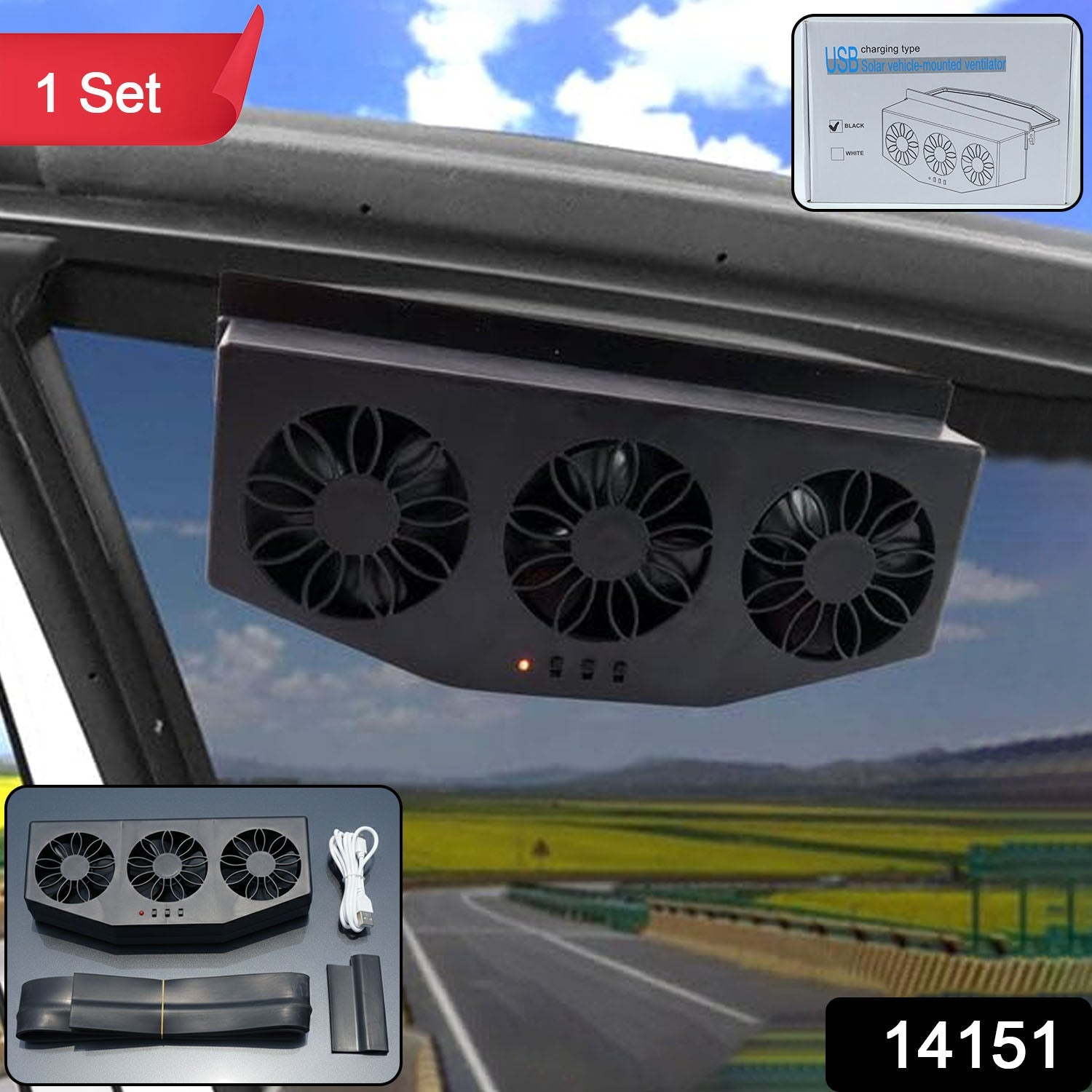Triple Fan Plug & Play Car Exhaust Ventilation System (1 Set)