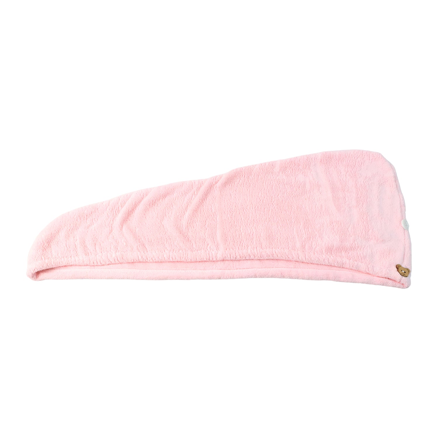 Soft Microfiber Hair Drying Towel Wrap With Cute Teddy Bear Button (1 Pc)