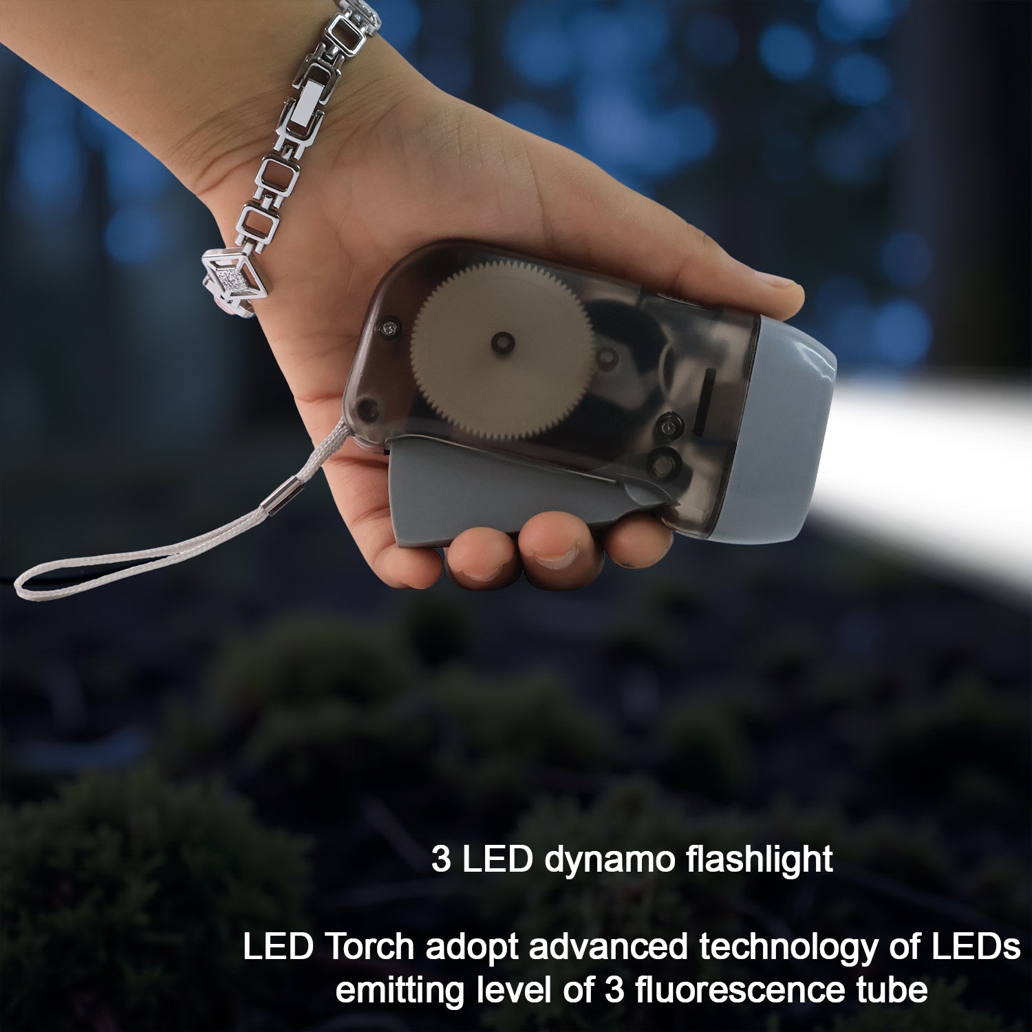 3 Led Hand Press Torch Hand Crank Flashlight Hand Pressing Flashlight Traveling Torch Light Manual Generator Battery-free Flashlight (1 Pc)