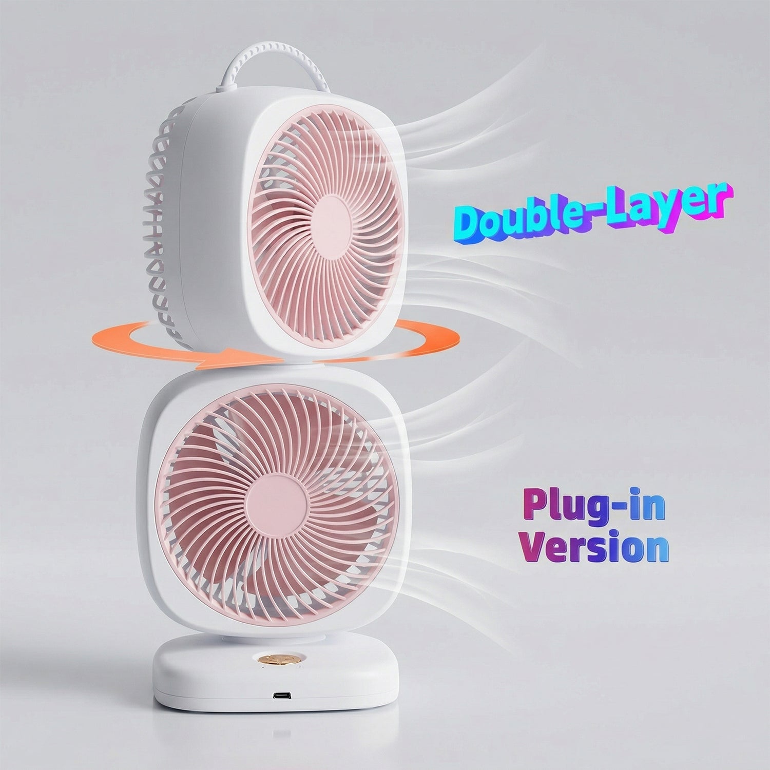 Portable Dual Head USB Rechargeable Table Fan (1 Pc)