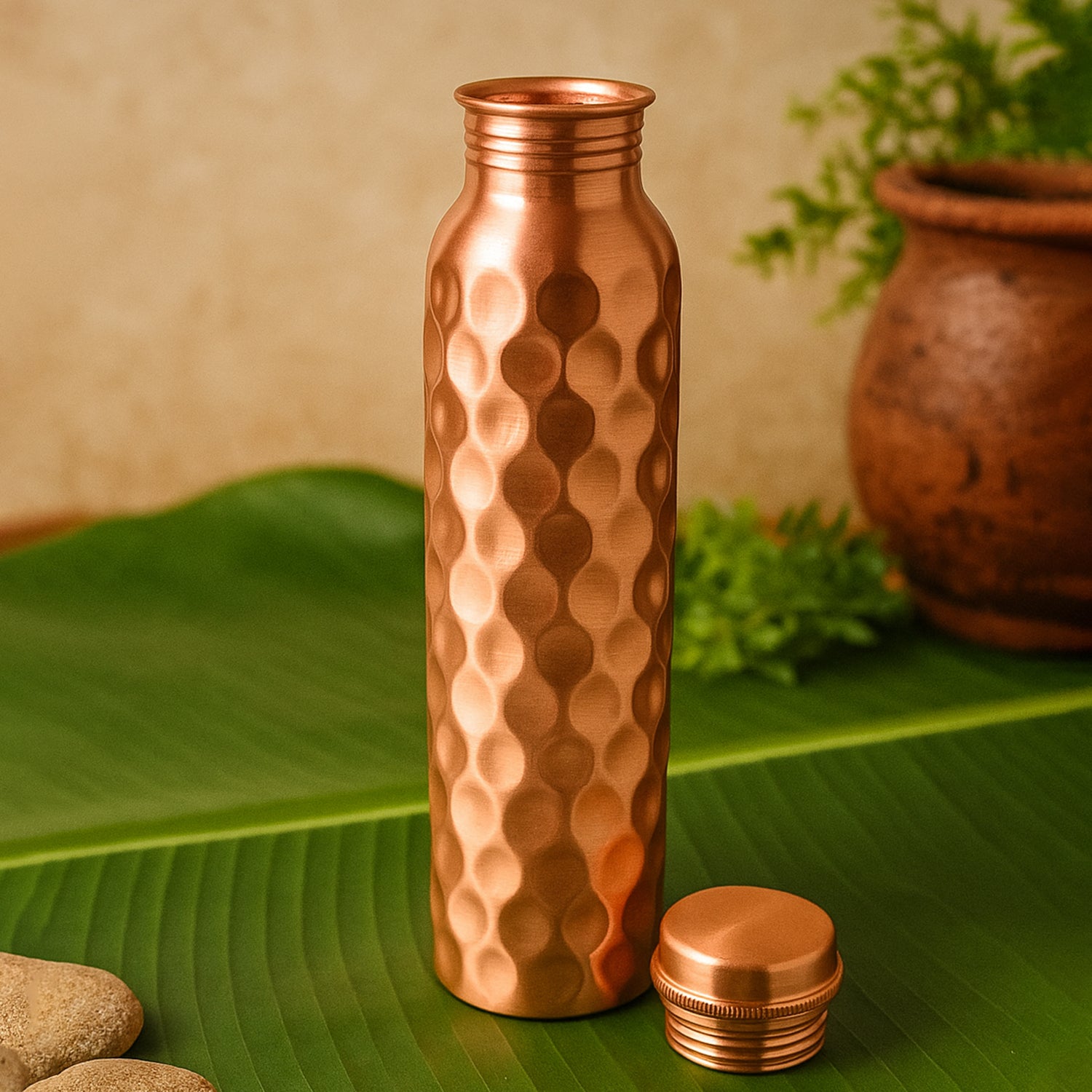 Copper Water Bottle 2 Glasses With Gift Box (3 Pcs Set)