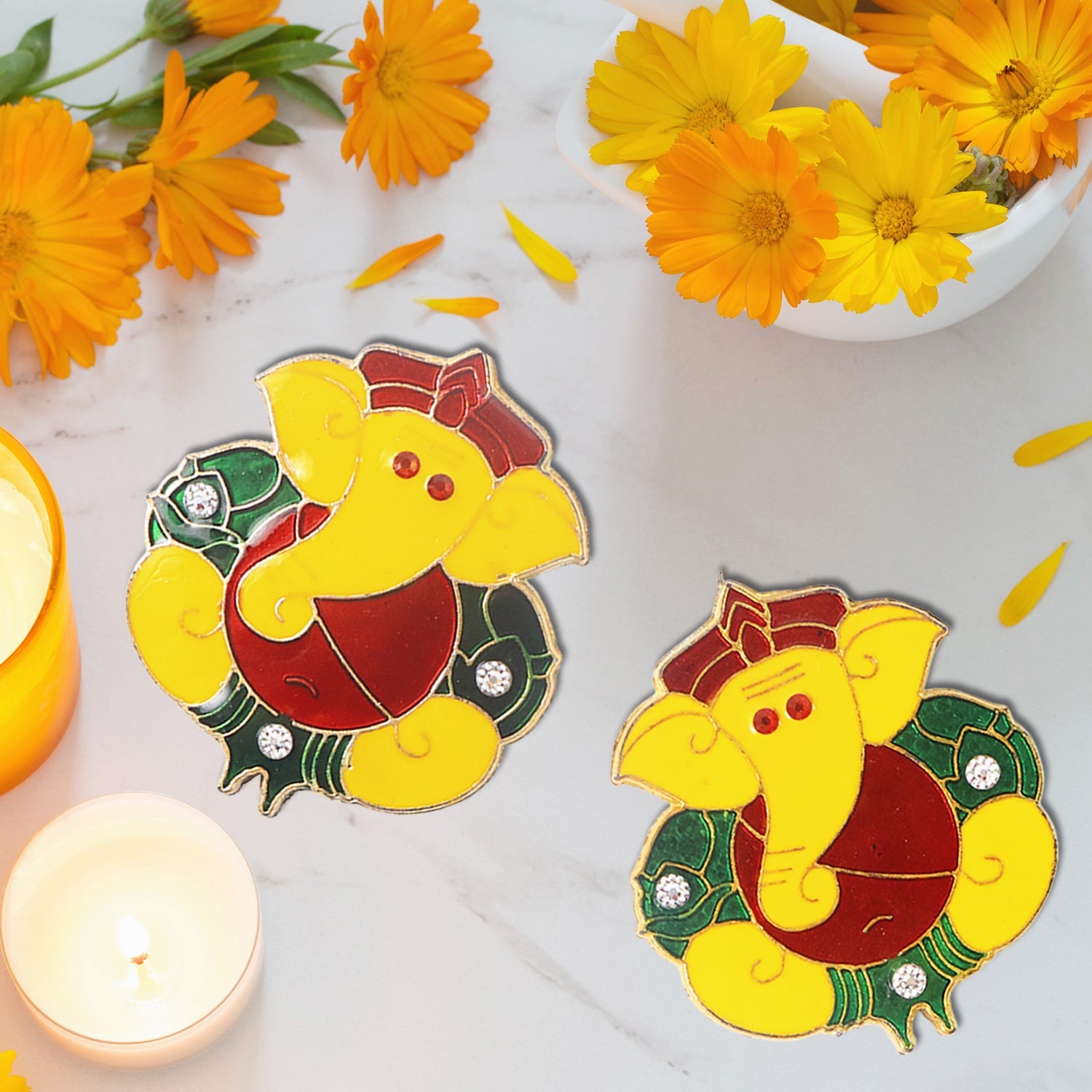 Decorative Lord Ganesha Wall Hanging Stickers (2 Pc)