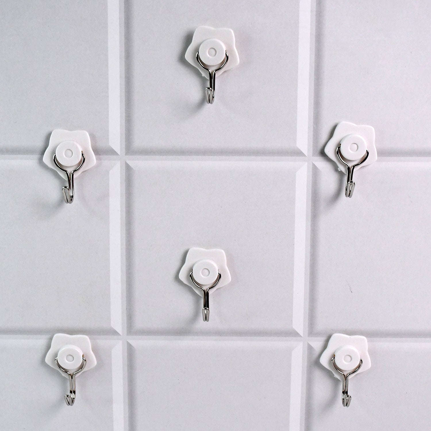 1112 Multipurpose Self Adhesive Plastic Wall Hooks - 6 Pcs