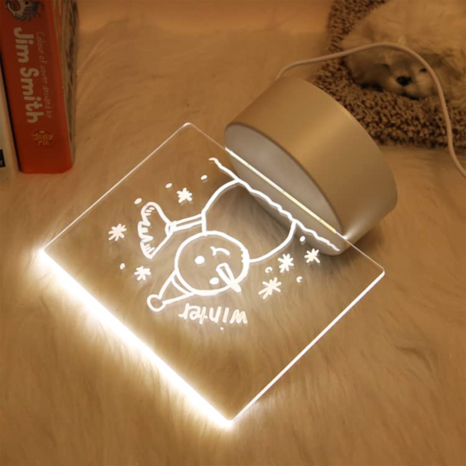 LED Acrylic Writing Message Board Night Lamp with Marker Pen