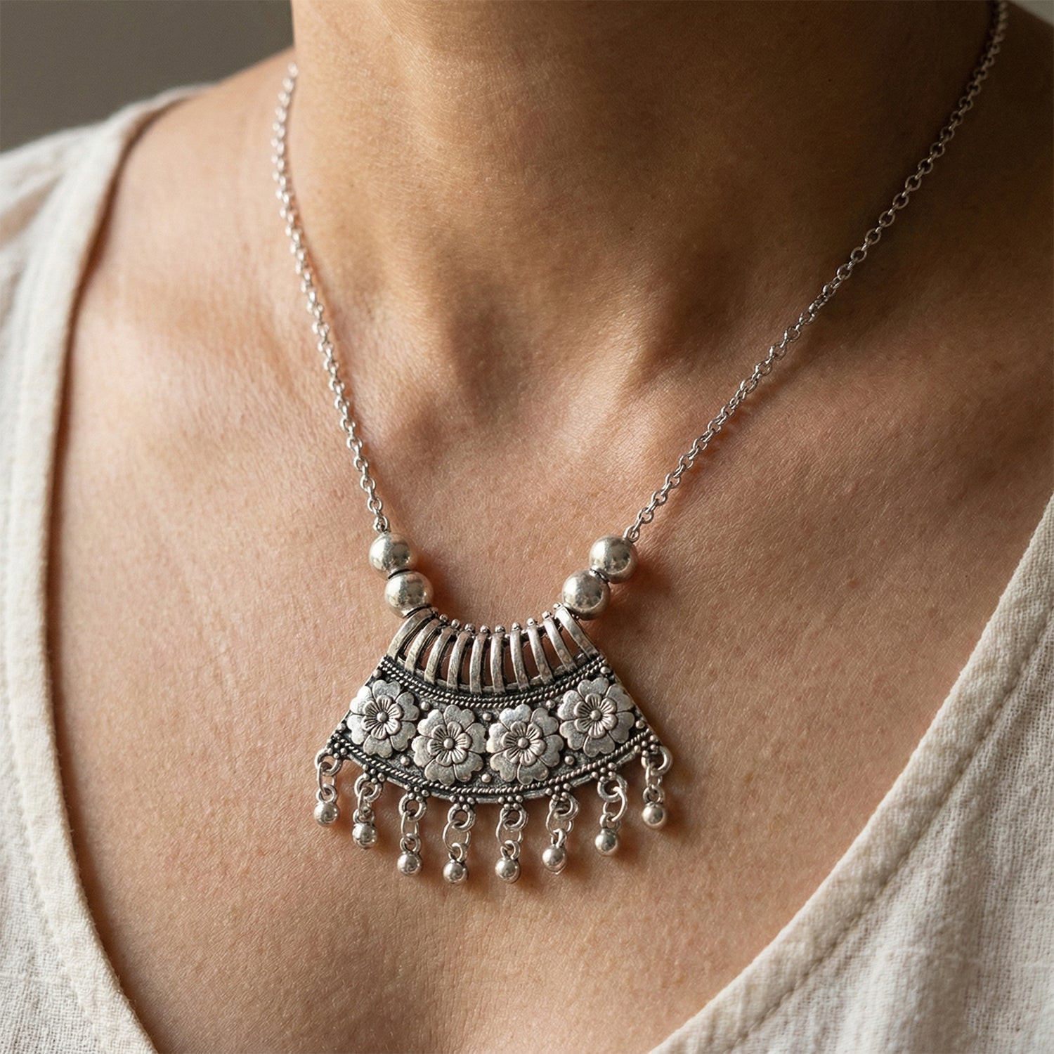 Statement oxidized necklace        
