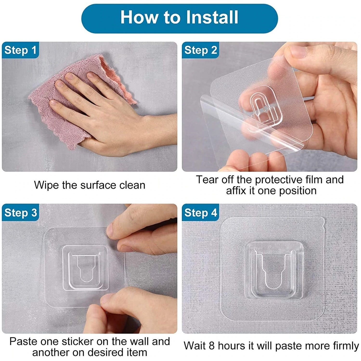 7433 Transparent Adhesive Male Hook Used For Hanging Various Types Of Items (1pc)